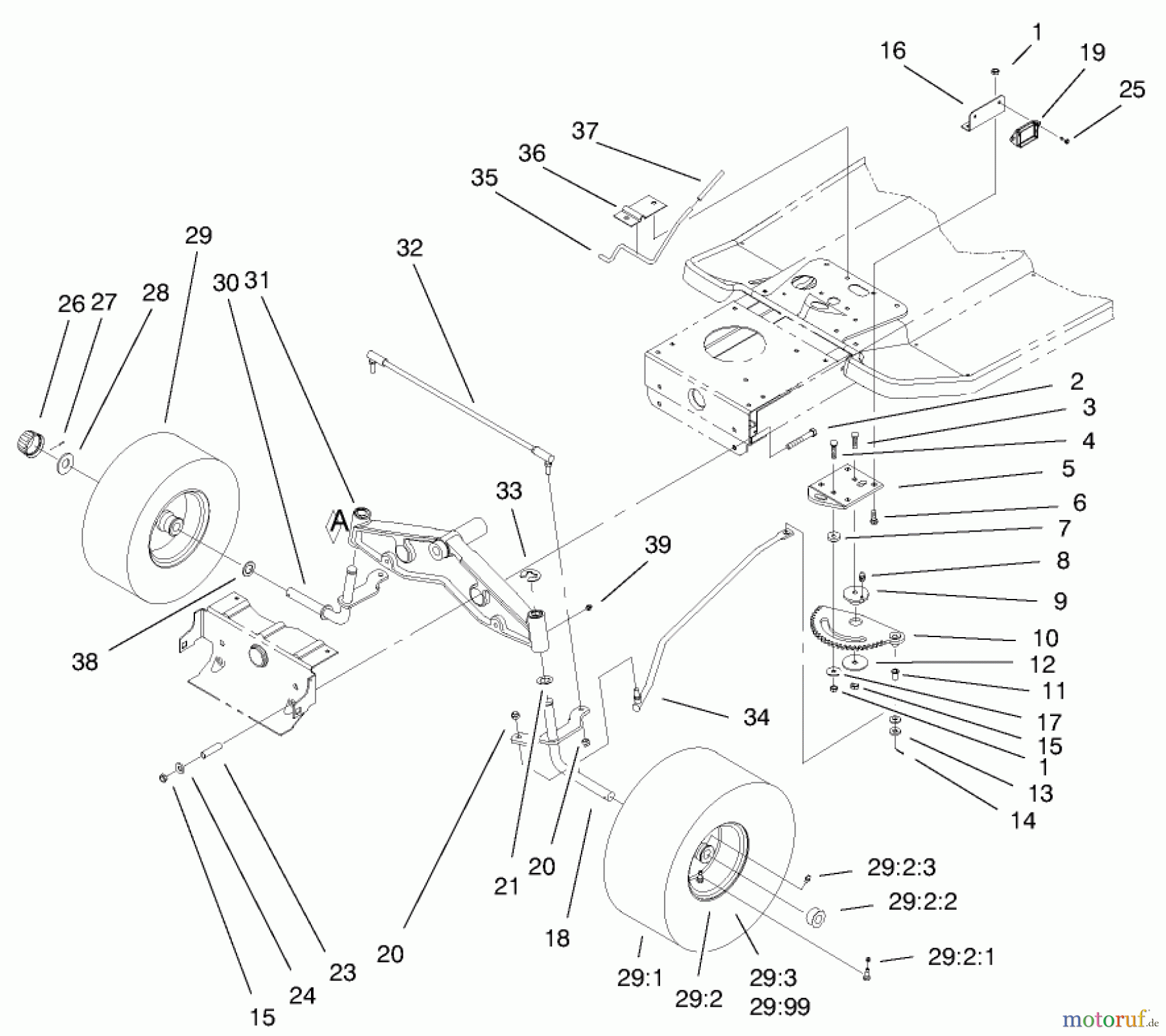 Toro Neu Mowers, Lawn & Garden Tractor Seite 1 71280 (17-44HXLE) - Toro 17-44HXLE Lawn Tractor, 2000 (200000001-200999999) STEERING COMPONENTS ASSEMBLY