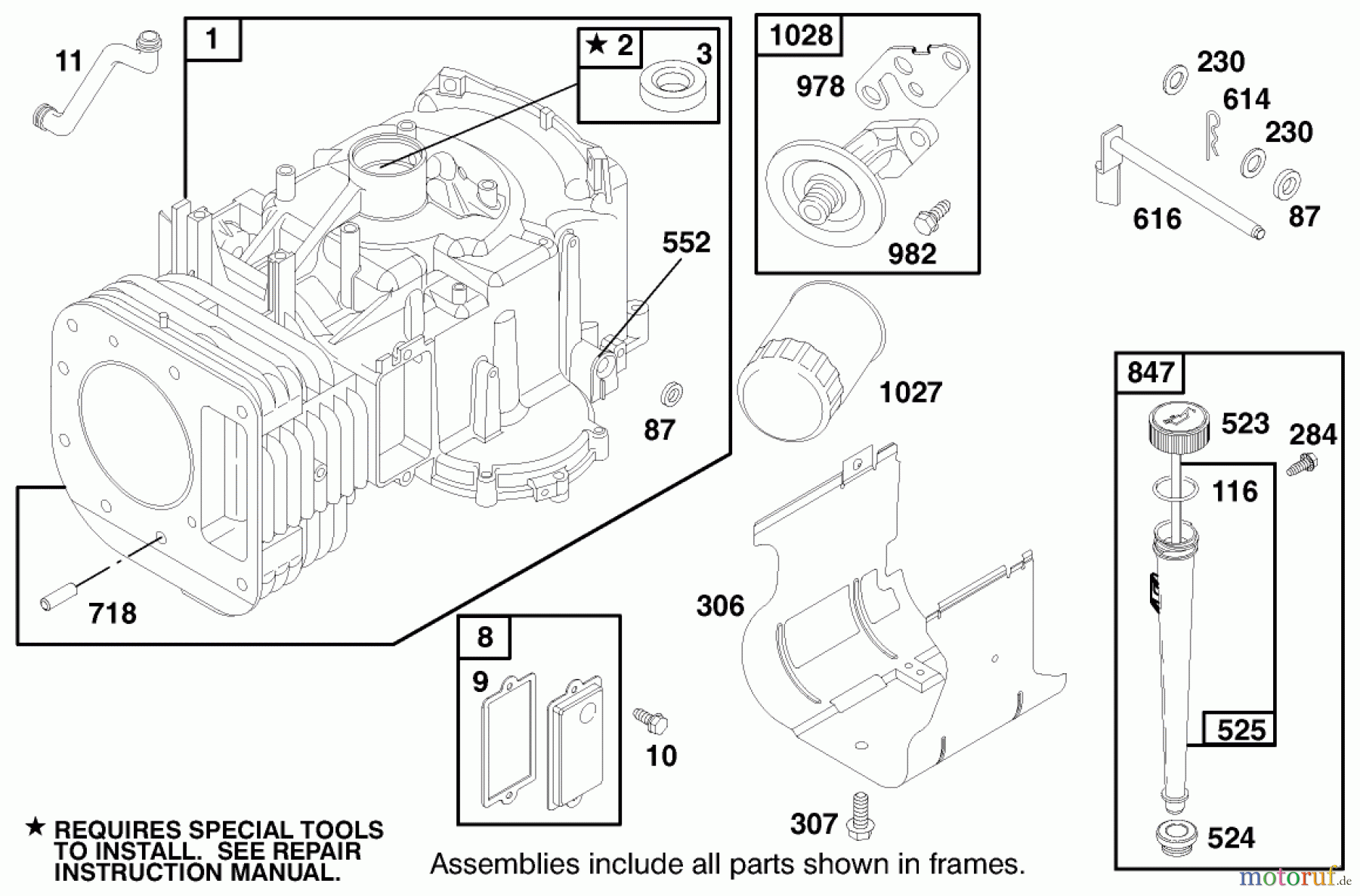 Toro Neu Mowers, Lawn & Garden Tractor Seite 1 71198 (14-38XL) - Toro 14-38XL Lawn Tractor, 1999 (9900001-9999999) ENGINE BRIGGS & STRATTON MODEL 28N777-1174-E1 #1