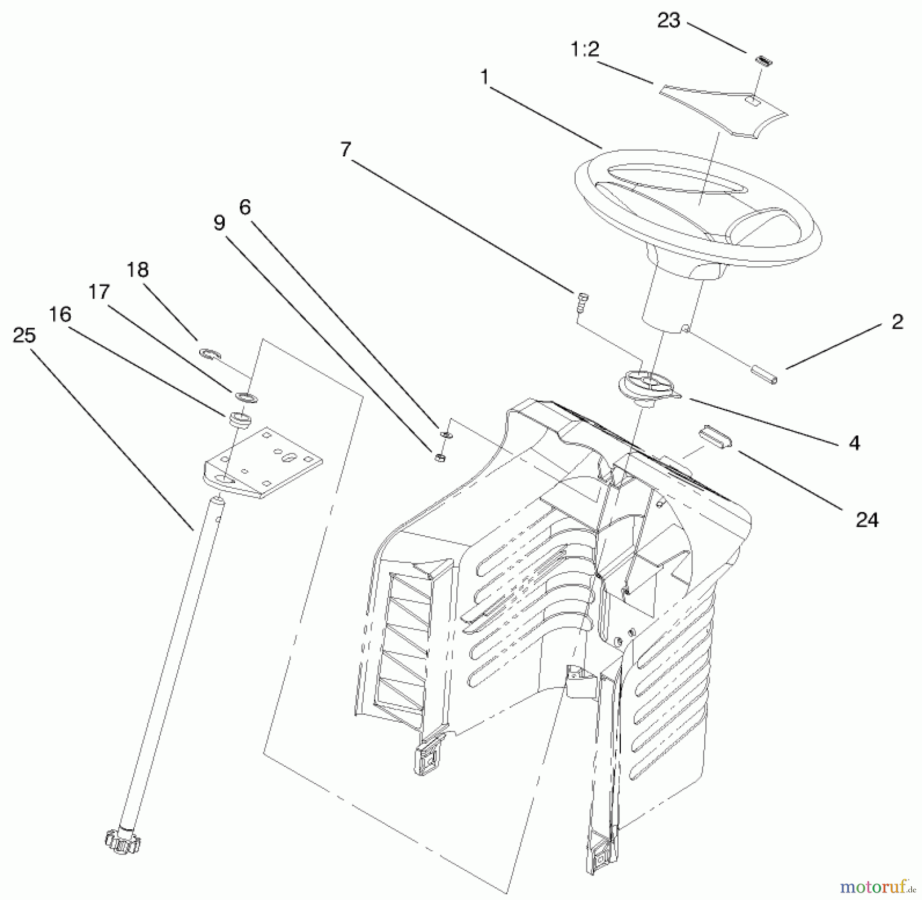 Toro Neu Mowers, Lawn & Garden Tractor Seite 1 71198 (14-38XL) - Toro 14-38XL Lawn Tractor, 1999 (9900001-9999999) FIXED STEERING ASSEMBLY