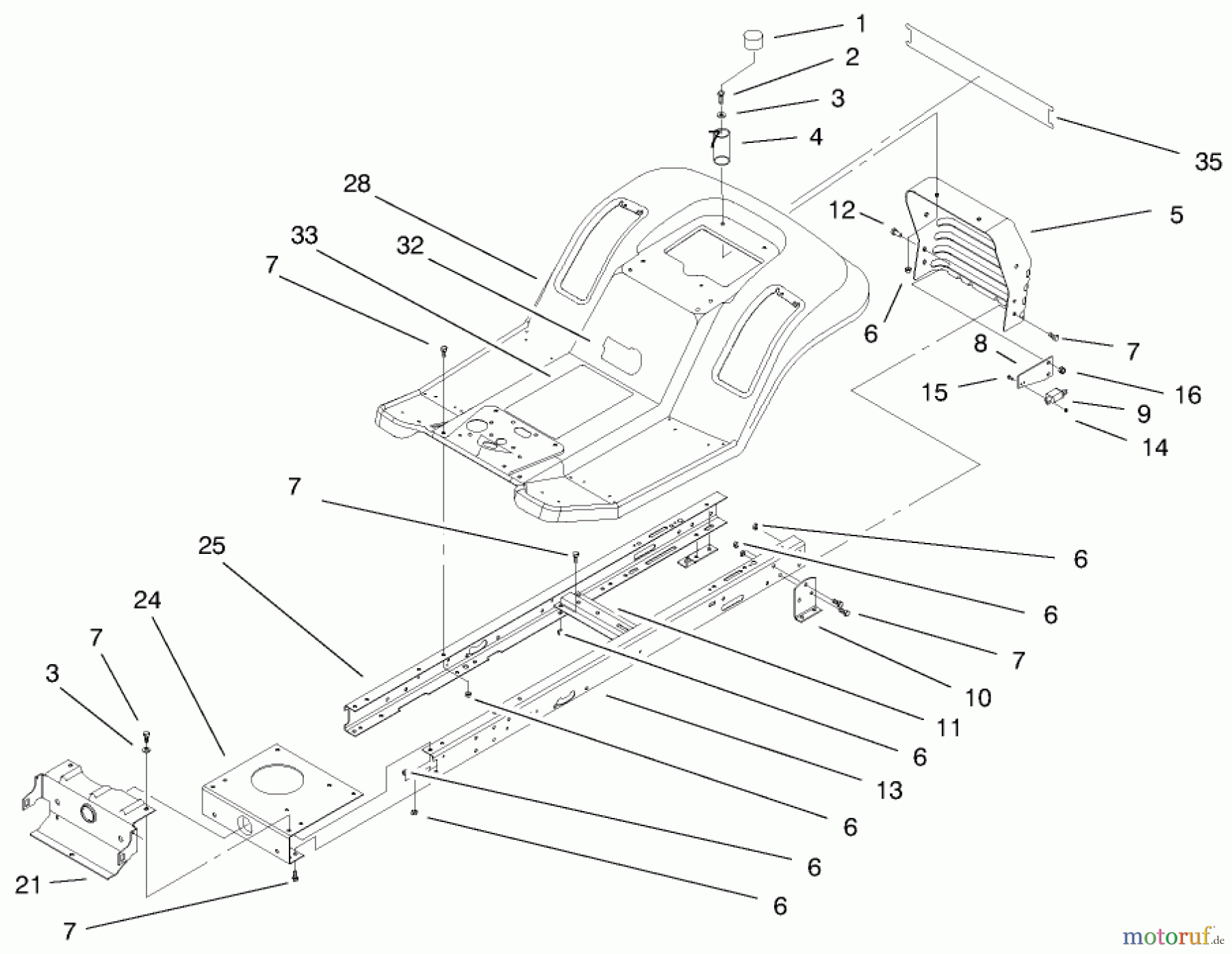  Toro Neu Mowers, Lawn & Garden Tractor Seite 1 71198 (14-38XL) - Toro 14-38XL Lawn Tractor, 1999 (9900001-9999999) FRAME & BODY ASSEMBLY