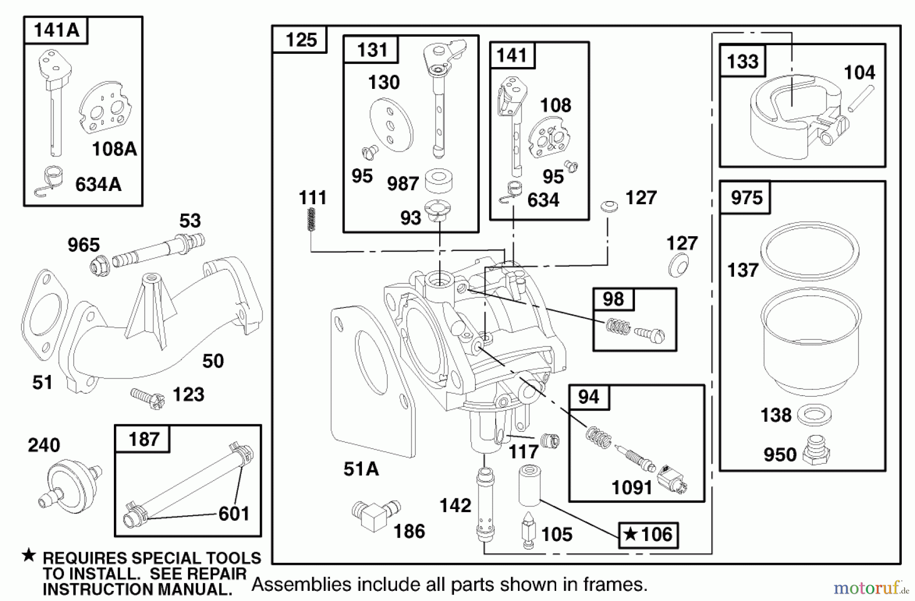 Toro Neu Mowers, Lawn & Garden Tractor Seite 1 71199 (12-32XL) - Toro 12-32XL Lawn Tractor, 1999 (9900001-9999999) ENGINE BRIGGS & STRATTON MODEL 284707-1148-E1 #4