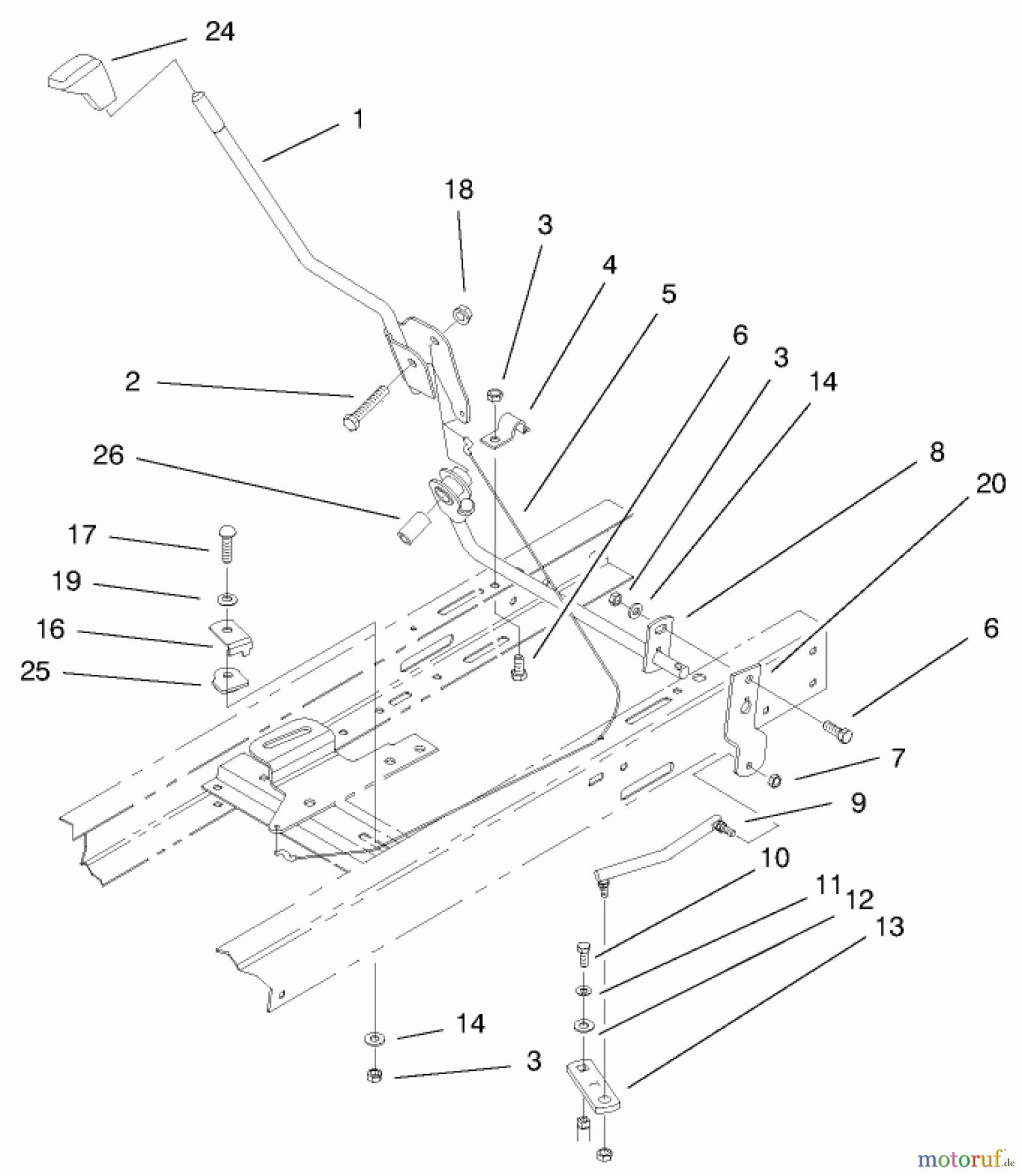 Toro Neu Mowers, Lawn & Garden Tractor Seite 1 71199 (12-32XL) - Toro 12-32XL Lawn Tractor, 1999 (9900001-9999999) SHIFTING COMPONENTS ASSEMBLY