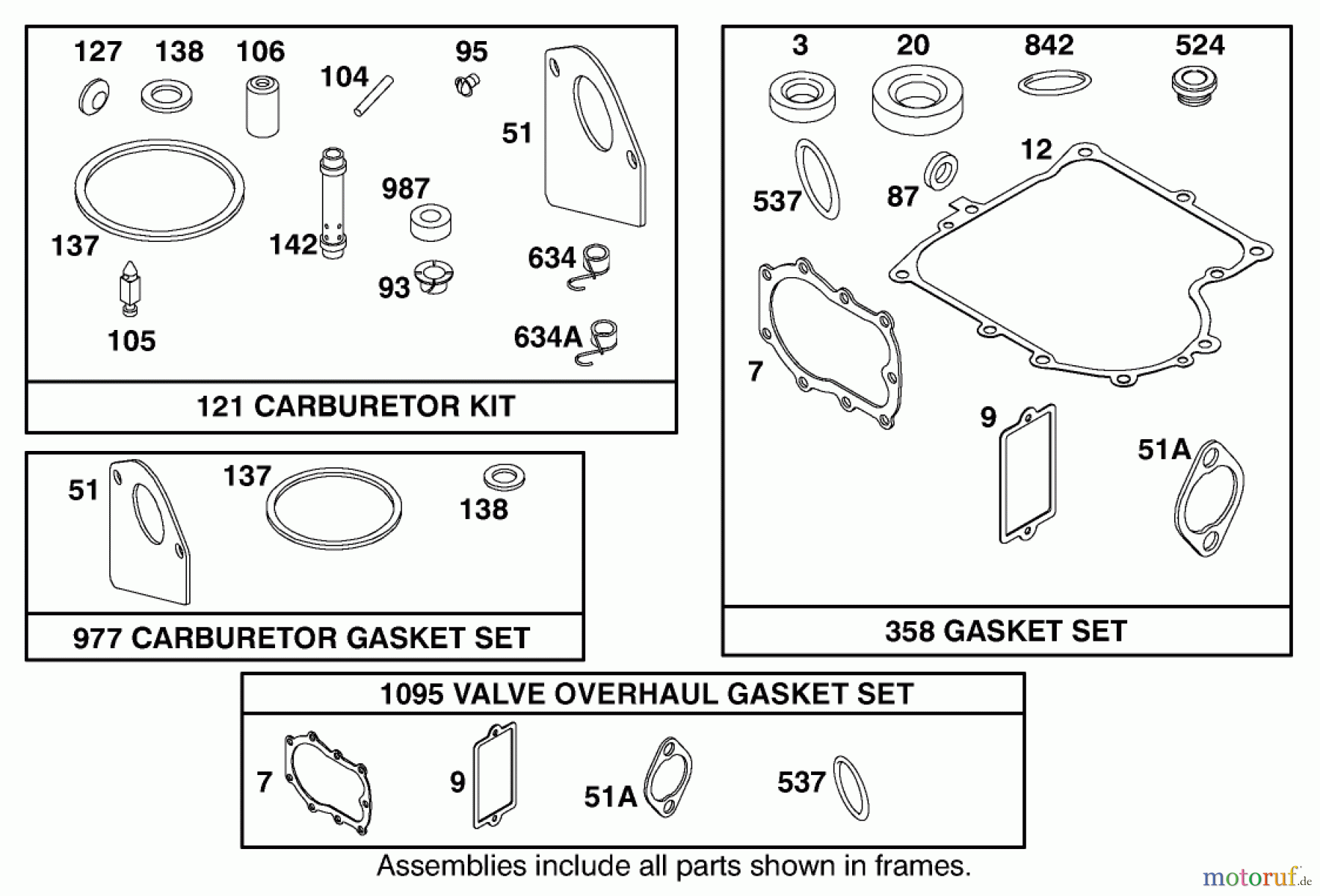  Toro Neu Mowers, Lawn & Garden Tractor Seite 1 71199 (12-32XL) - Toro 12-32XL Lawn Tractor, 2001 (210000001-210999999) CARBURETOR, OVERHAUL AND GASKET SETS BRIGGS AND STRATTON 284707-1148-E1