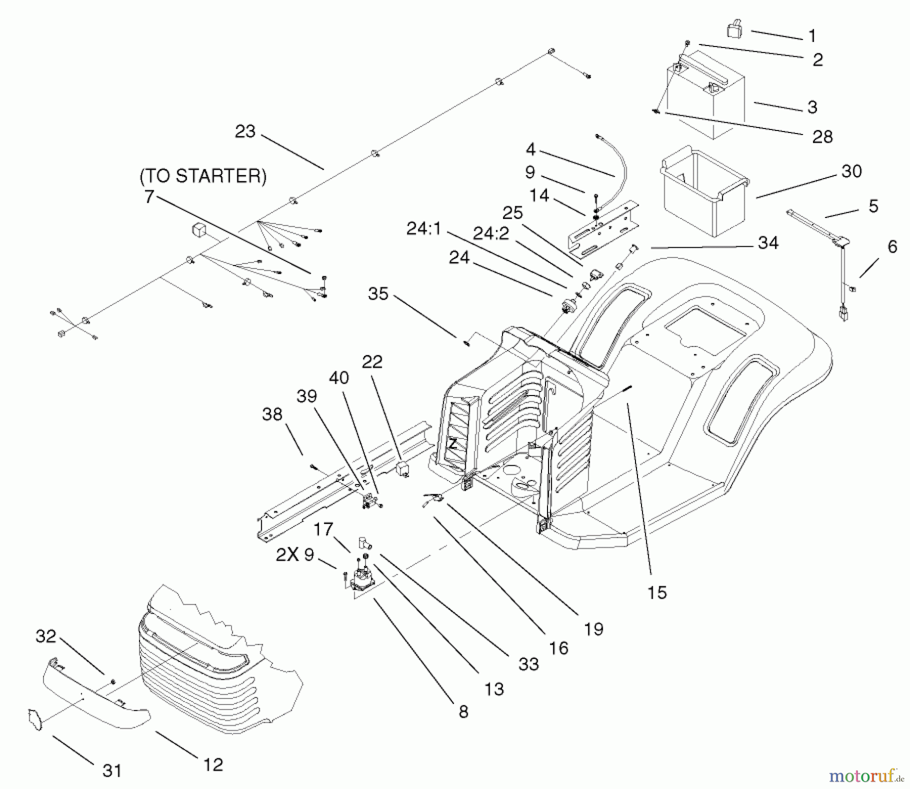 Toro Neu Mowers, Lawn & Garden Tractor Seite 1 71199 (12-32XL) - Toro 12-32XL Lawn Tractor, 2001 (210000001-210999999) ELECTRICAL COMPONENTS ASSEMBLY