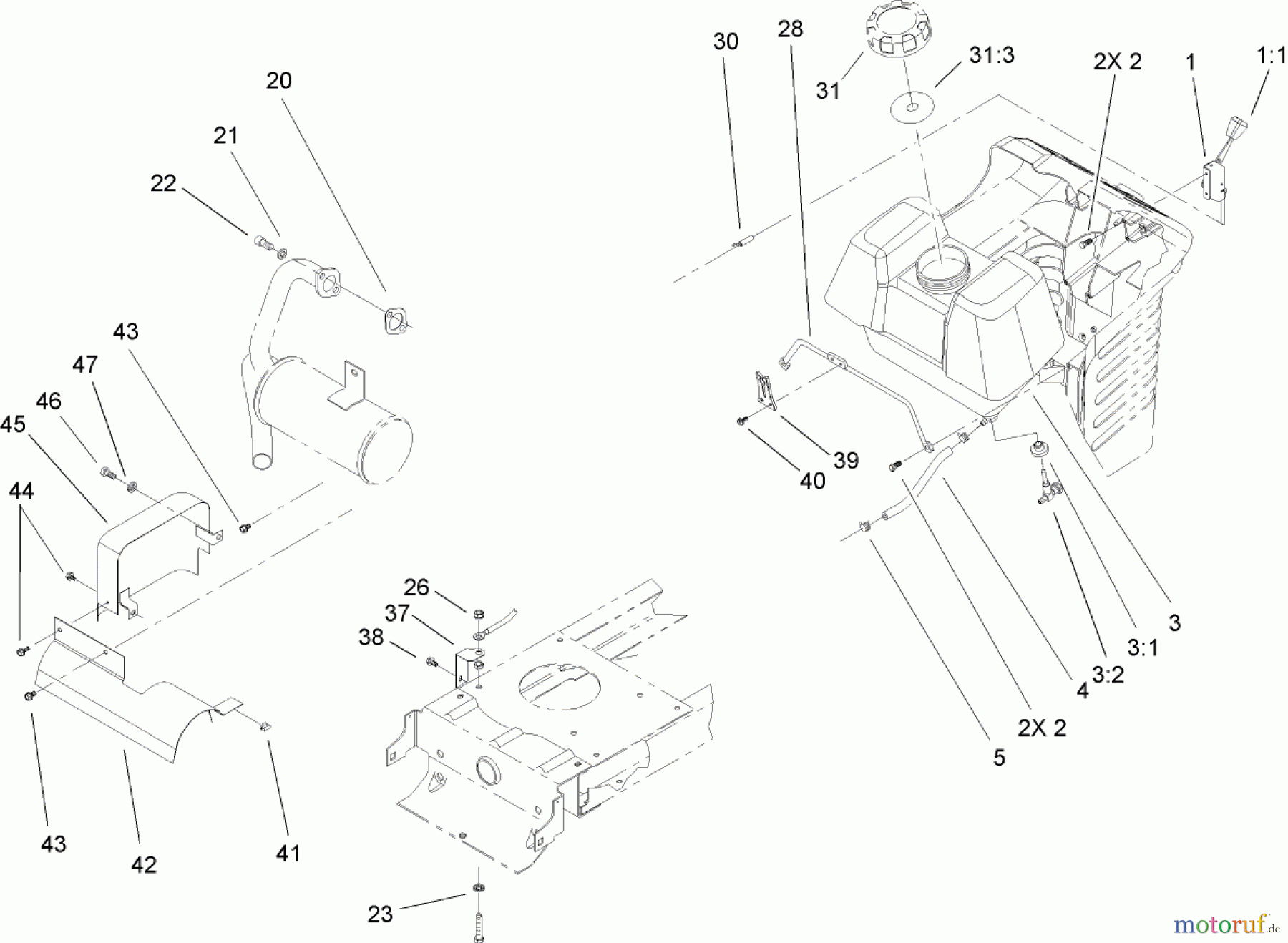  Toro Neu Mowers, Lawn & Garden Tractor Seite 1 71199 (XL 320) - Toro XL 320 Lawn Tractor, 2005 (250000001-250999999) ENGINE COMPONENT ASSEMBLY
