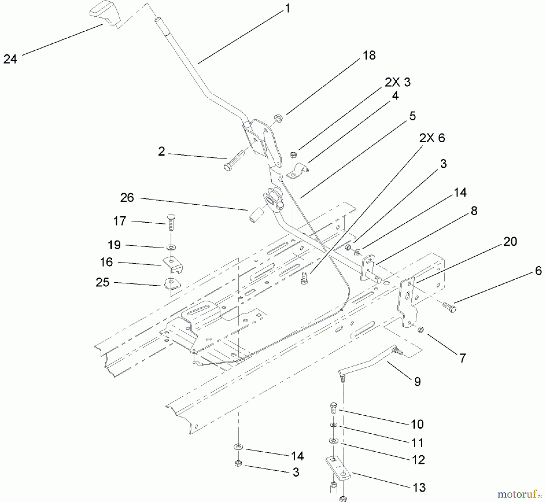 Toro Neu Mowers, Lawn & Garden Tractor Seite 1 71199 (XL 320) - Toro XL 320 Lawn Tractor, 2005 (250000001-250999999) SHIFTER ASSEMBLY