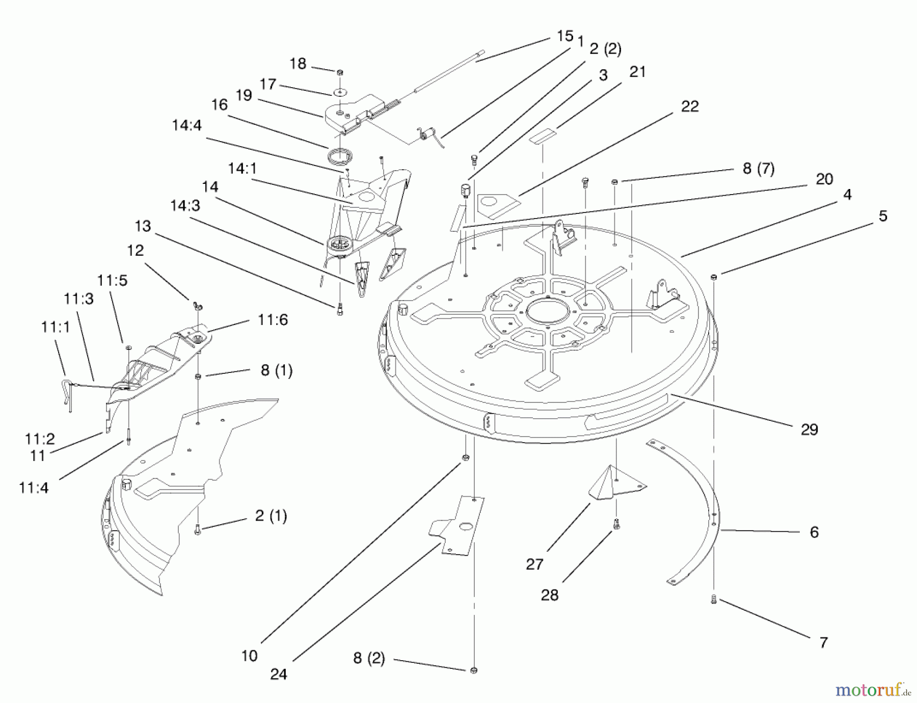 Toro Neu Mowers, Lawn & Garden Tractor Seite 1 71201 (12-32XL) - Toro 12-32XL Lawn Tractor, 1998 (8900001-8999999) DECK ASSEMBLY (32