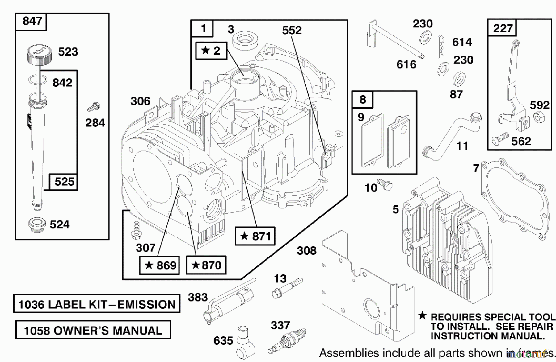 Toro Neu Mowers, Lawn & Garden Tractor Seite 1 71201 (12-32XL) - Toro 12-32XL Lawn Tractor, 1998 (8900001-8999999) ENGINE BRIGGS & STRATTON MODEL 283707-1156-E1 #1