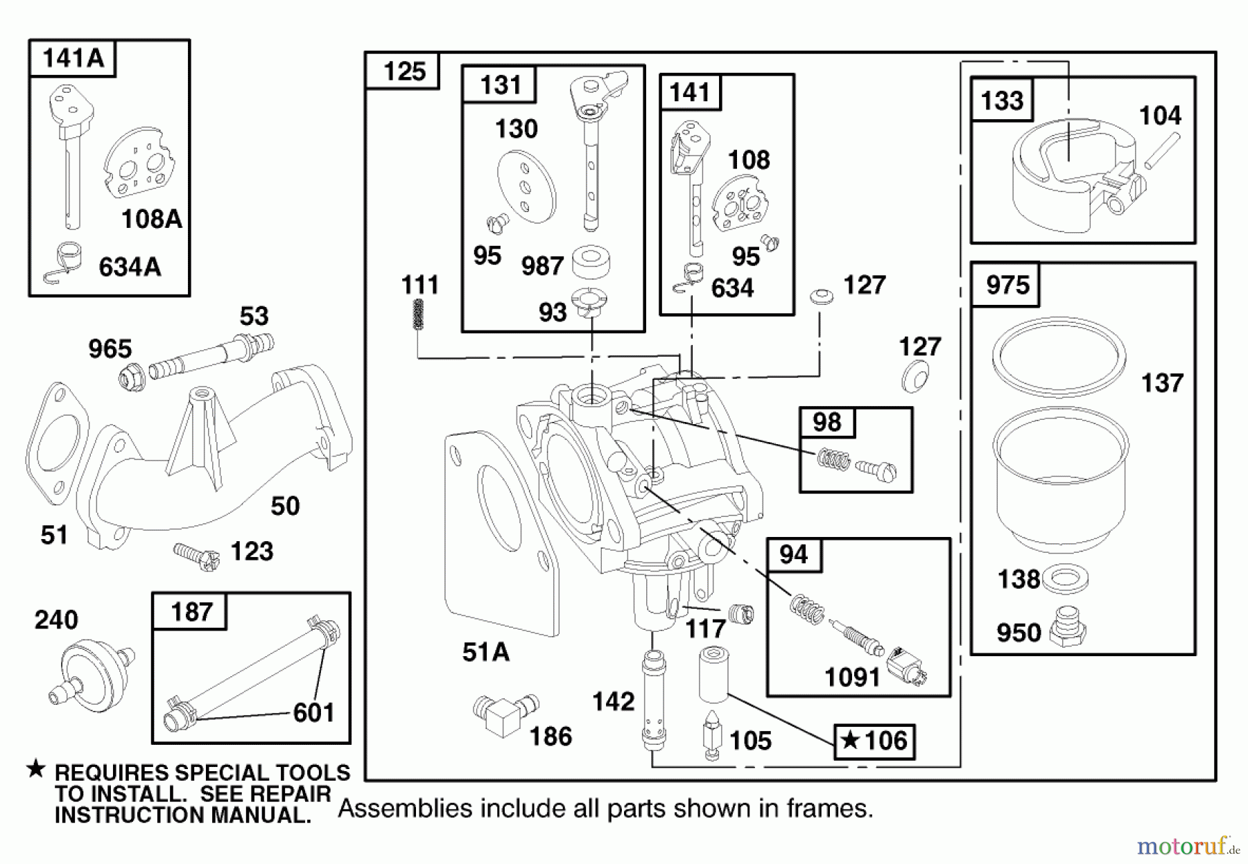 Toro Neu Mowers, Lawn & Garden Tractor Seite 1 71201 (12-32XL) - Toro 12-32XL Lawn Tractor, 1998 (8900001-8999999) ENGINE BRIGGS & STRATTON MODEL 283707-1156-E1 #4