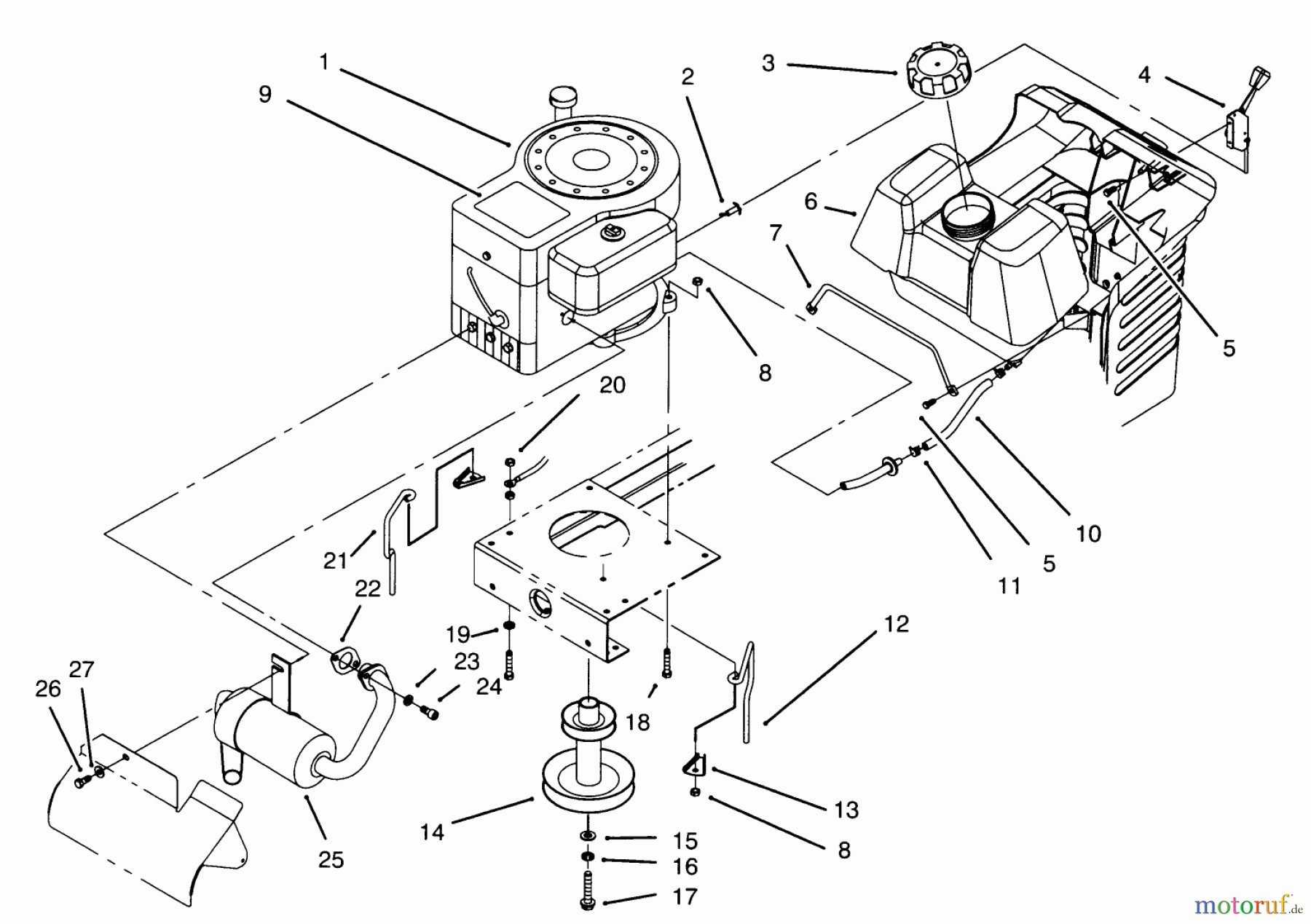 Toro Neu Mowers, Lawn & Garden Tractor Seite 1 71202 (12-38XL) - Toro 12-38XL Lawn Tractor, 1995 (5900001-5999999) ENGINE ASSEMBLY