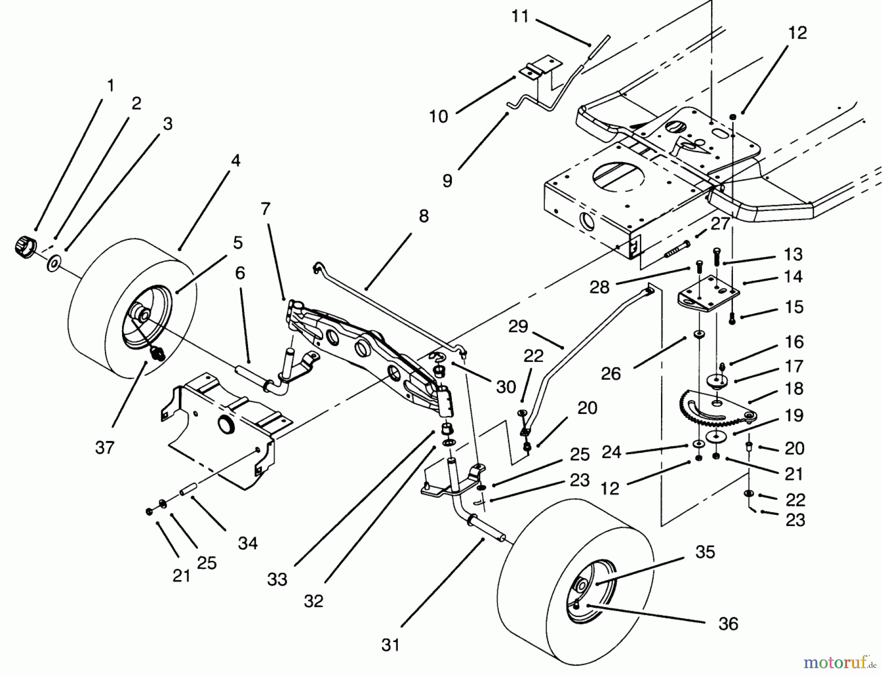 Toro Neu Mowers, Lawn & Garden Tractor Seite 1 71202 (12-38XL) - Toro 12-38XL Lawn Tractor, 1995 (5900001-5999999) FRONT AXLE ASSEMBLY