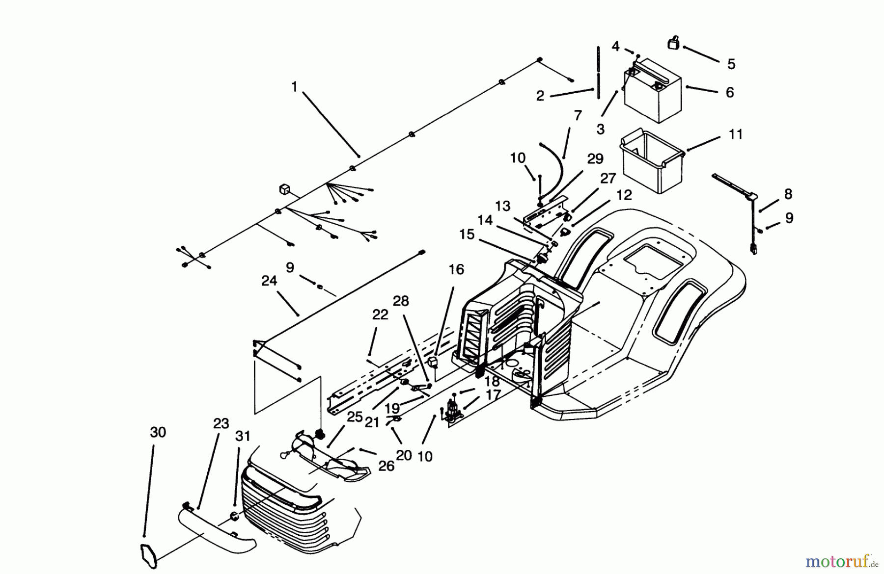 Toro Neu Mowers, Lawn & Garden Tractor Seite 1 71205 (13-38XL) - Toro 13-38XL Lawn Tractor, 1995 (59000001-59999999) ELECTRICAL ASSEMBLY