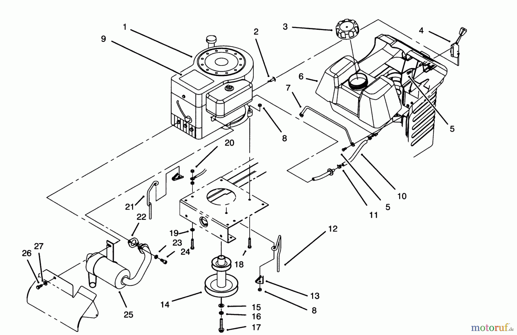 Toro Neu Mowers, Lawn & Garden Tractor Seite 1 71205 (13-38XL) - Toro 13-38XL Lawn Tractor, 1995 (59000001-59999999) ENGINE ASSEMBLY