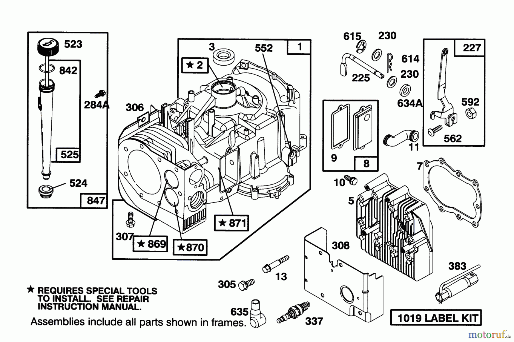 Toro Neu Mowers, Lawn & Garden Tractor Seite 1 71205 (13-38XL) - Toro 13-38XL Lawn Tractor, 1995 (59000001-59999999) ENGINE BRIGGS & STRATTON MODEL 28M707-0122-01 #1