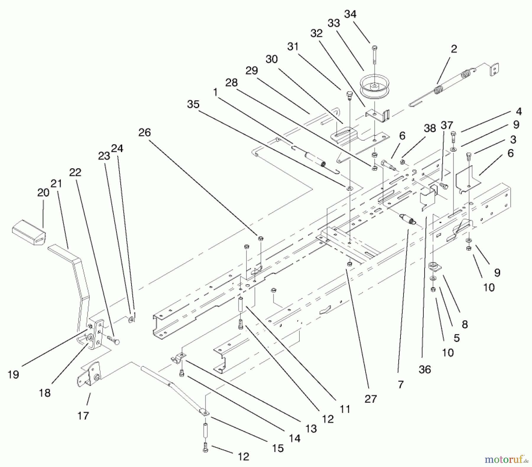  Toro Neu Mowers, Lawn & Garden Tractor Seite 1 71209 (13-32XLE) - Toro 13-32XLE Lawn Tractor, 1999 (9900001-9999999) TRACTION CLUTCHING COMPONENTS ASSEMBLY