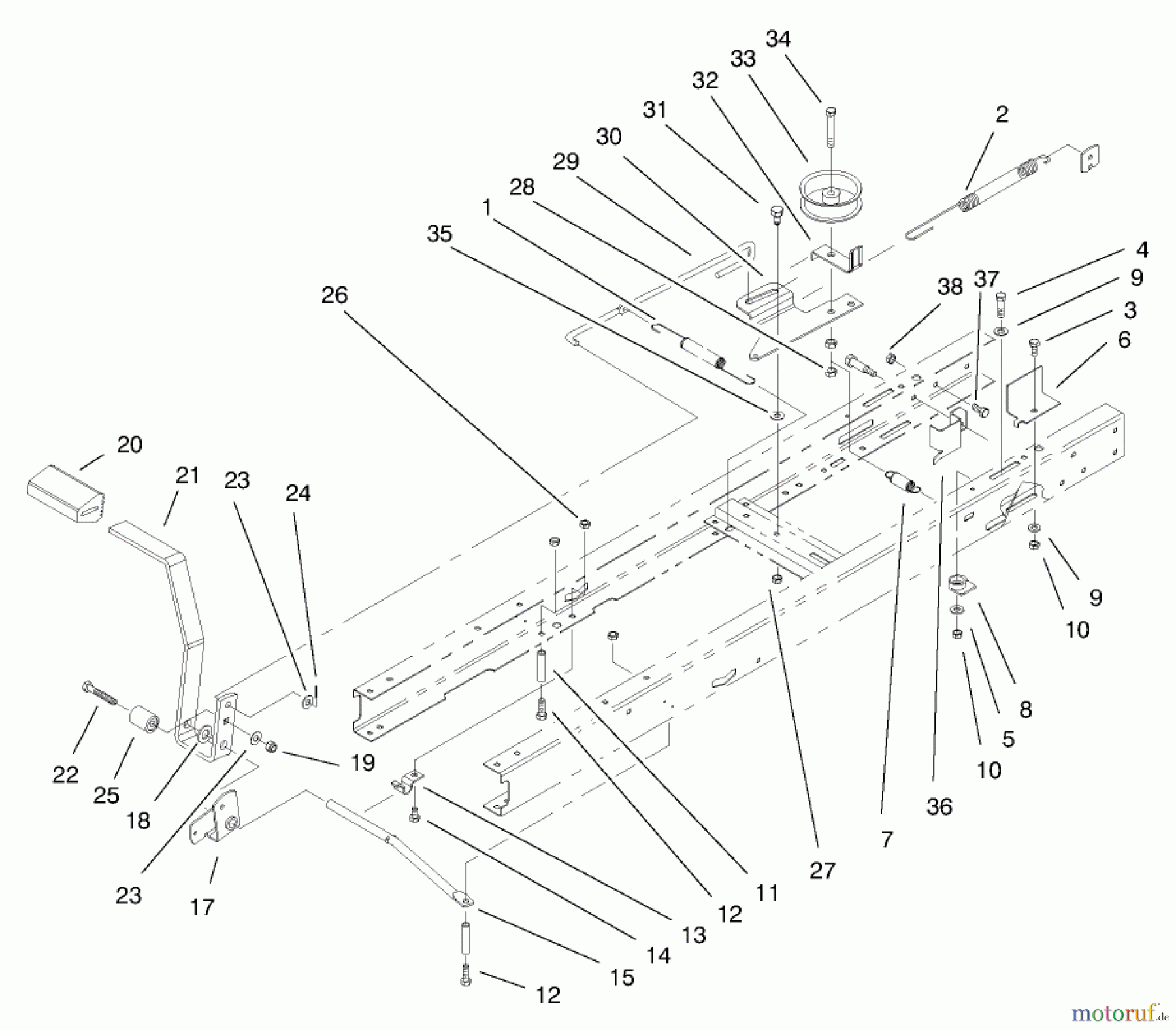 Toro Neu Mowers, Lawn & Garden Tractor Seite 1 71209 (13-32XLE) - Toro 13-32XLE Lawn Tractor, 2000 (200000001-200999999) TRACTION CLUTCHING COMPONENTS ASSEMBLY