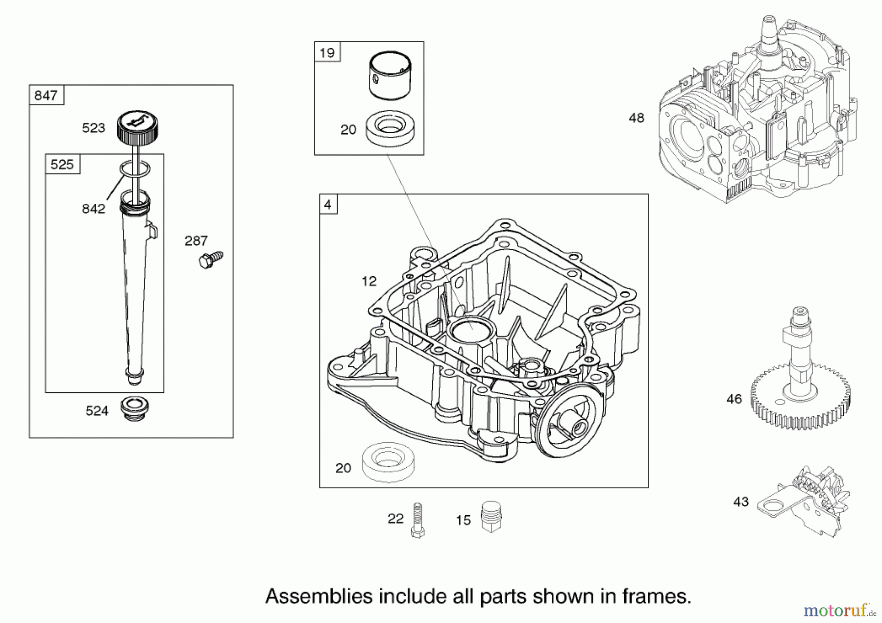 Toro Neu Mowers, Lawn & Garden Tractor Seite 1 71209 (13-32XLE) - Toro 13-32XLE Lawn Tractor, 2002 (220010001-220999999) CRANKCASE ASSEMBLY ENGINE BRIGGS AND STRATTON MODEL 28M707-1125-E1