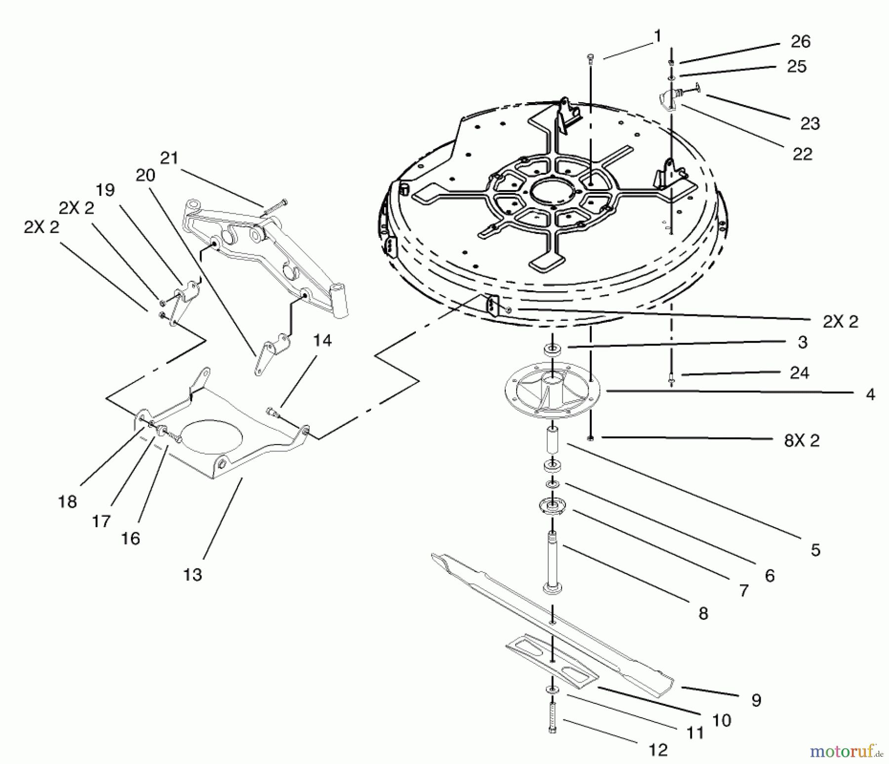 Toro Neu Mowers, Lawn & Garden Tractor Seite 1 71209 (13-32XLE) - Toro 13-32XLE Lawn Tractor, 2004 (240000001-240999999) 32IN DECK COMPONENT ASEMBLY