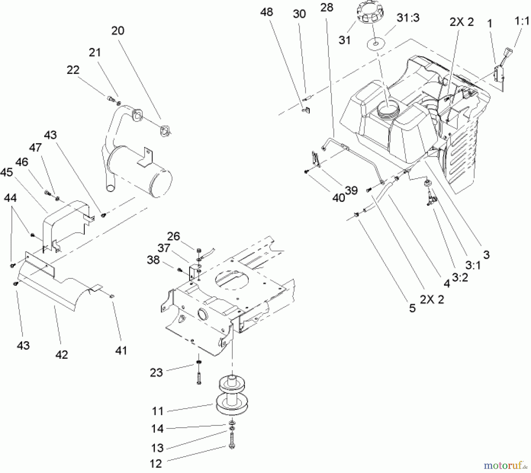 Toro Neu Mowers, Lawn & Garden Tractor Seite 1 71209 (13-32XLE) - Toro 13-32XLE Lawn Tractor, 2004 (240000001-240999999) OHV ENGINE SYSTEM COMPONENT ASSEMBLY