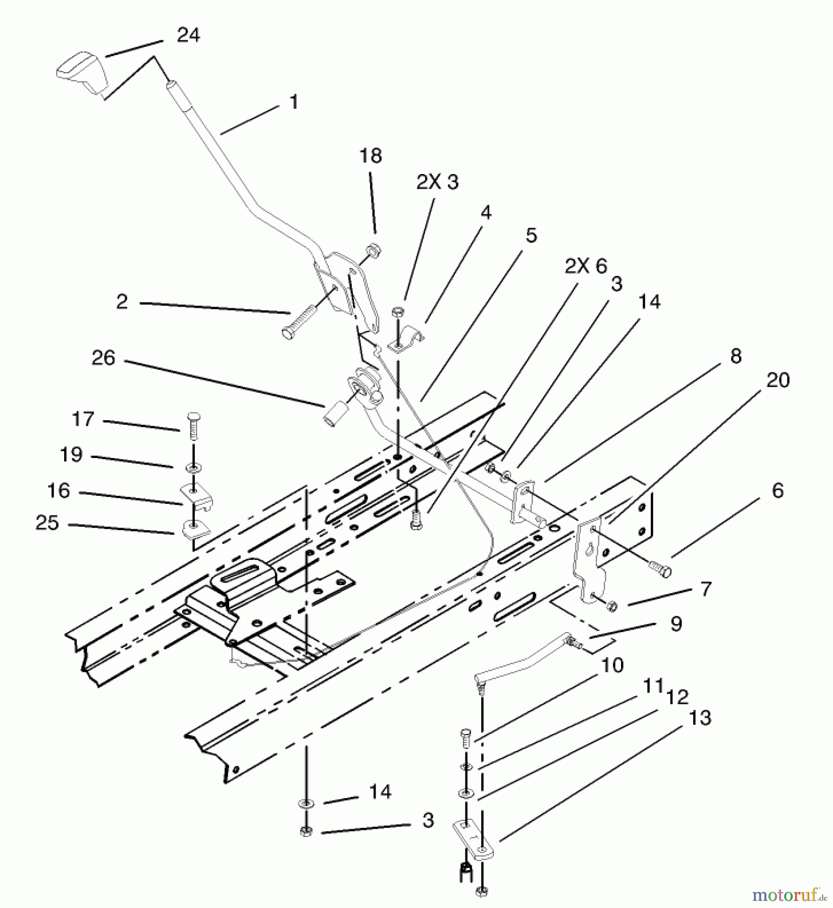  Toro Neu Mowers, Lawn & Garden Tractor Seite 1 71209 (13-32XLE) - Toro 13-32XLE Lawn Tractor, 2004 (240000001-240999999) SHIFTER ASSEMBLY