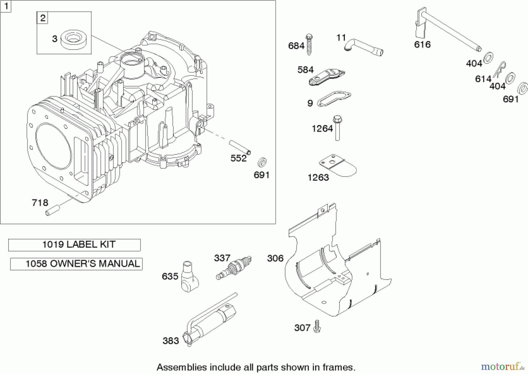 Toro Neu Mowers, Lawn & Garden Tractor Seite 1 71209 (XL 320) - Toro XL 320 Lawn Tractor, 2005 (250000001-250005000) CYLINDER ASSEMBLY BRIGGS AND STRATTON 21A907-0169-E1