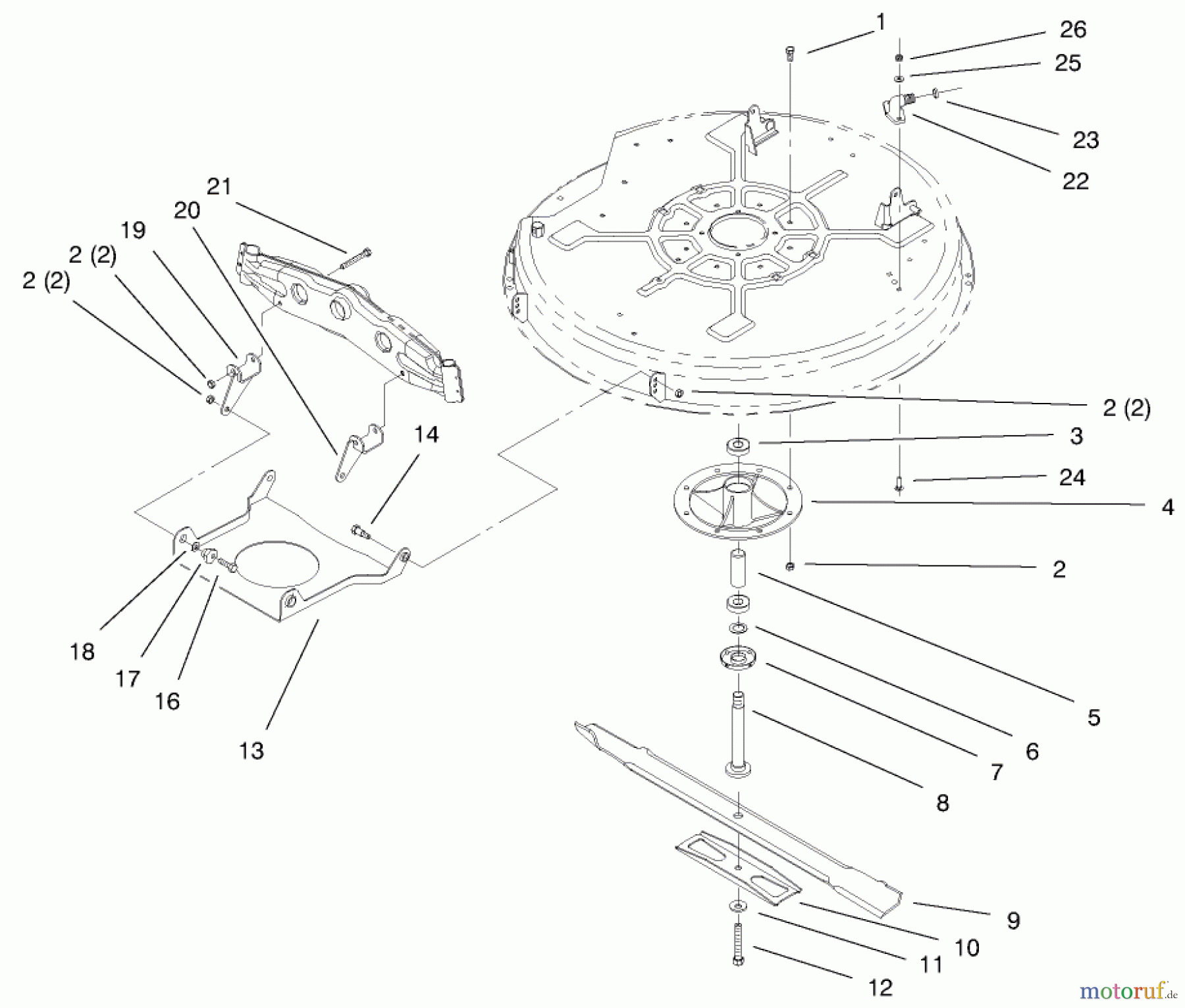  Toro Neu Mowers, Lawn & Garden Tractor Seite 1 71209 (XL 320) - Toro XL 320 Lawn Tractor, 2005 (250005001-250999999) 32 INCH DECK COMPONENT ASSEMBLY #2