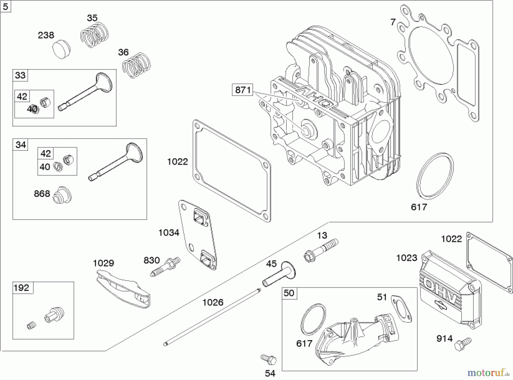 Toro Neu Mowers, Lawn & Garden Tractor Seite 1 71209 (XL 320) - Toro XL 320 Lawn Tractor, 2005 (250005001-250999999) CYLINDER HEAD ASSEMBLY BRIGGS AND STRATTON 219907-0170-E1