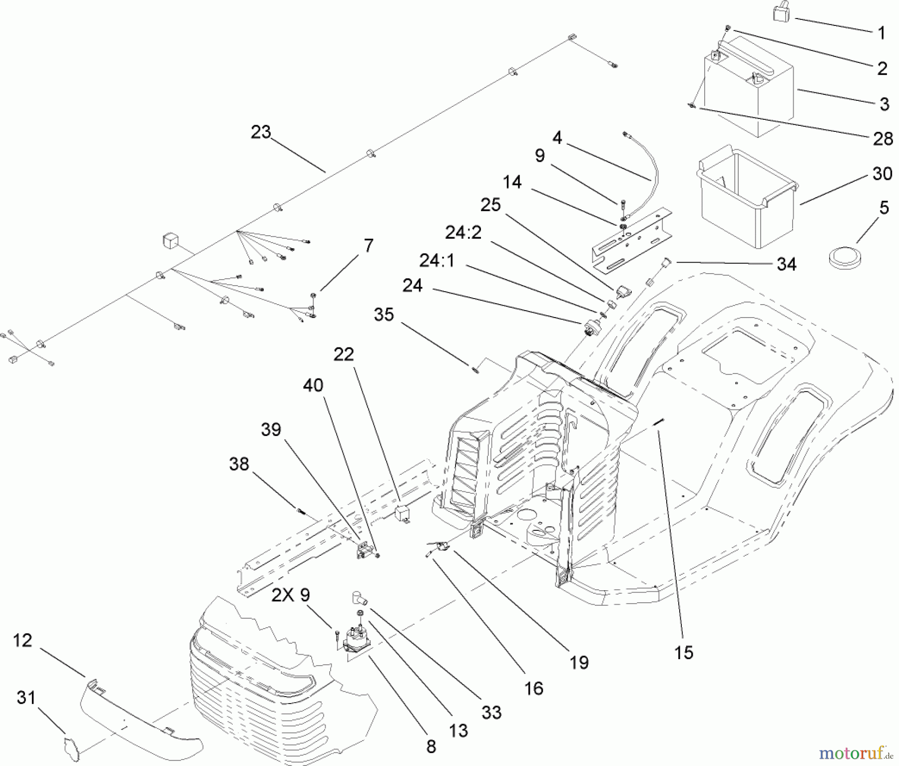 Toro Neu Mowers, Lawn & Garden Tractor Seite 1 71209 (XL 320) - Toro XL 320 Lawn Tractor, 2006 (260000001-260999999) ELECTRICAL COMPONENT ASSEMBLY