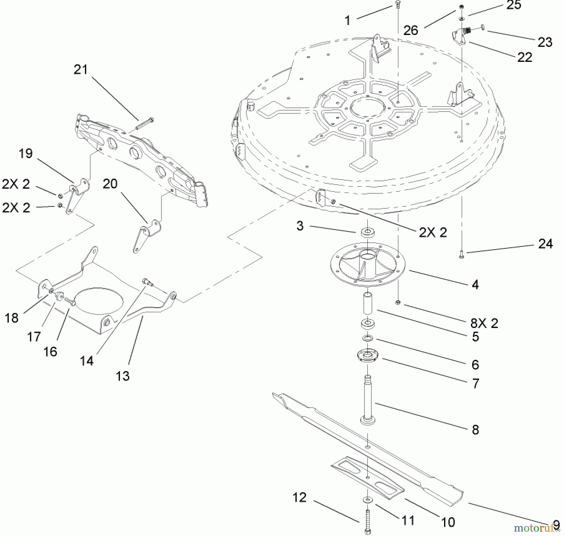  Toro Neu Mowers, Lawn & Garden Tractor Seite 1 71209 (XL 320) - Toro XL 320 Lawn Tractor, 2007 (270000001-270999999) 32 INCH DECK COMPONENT ASSEMBLY