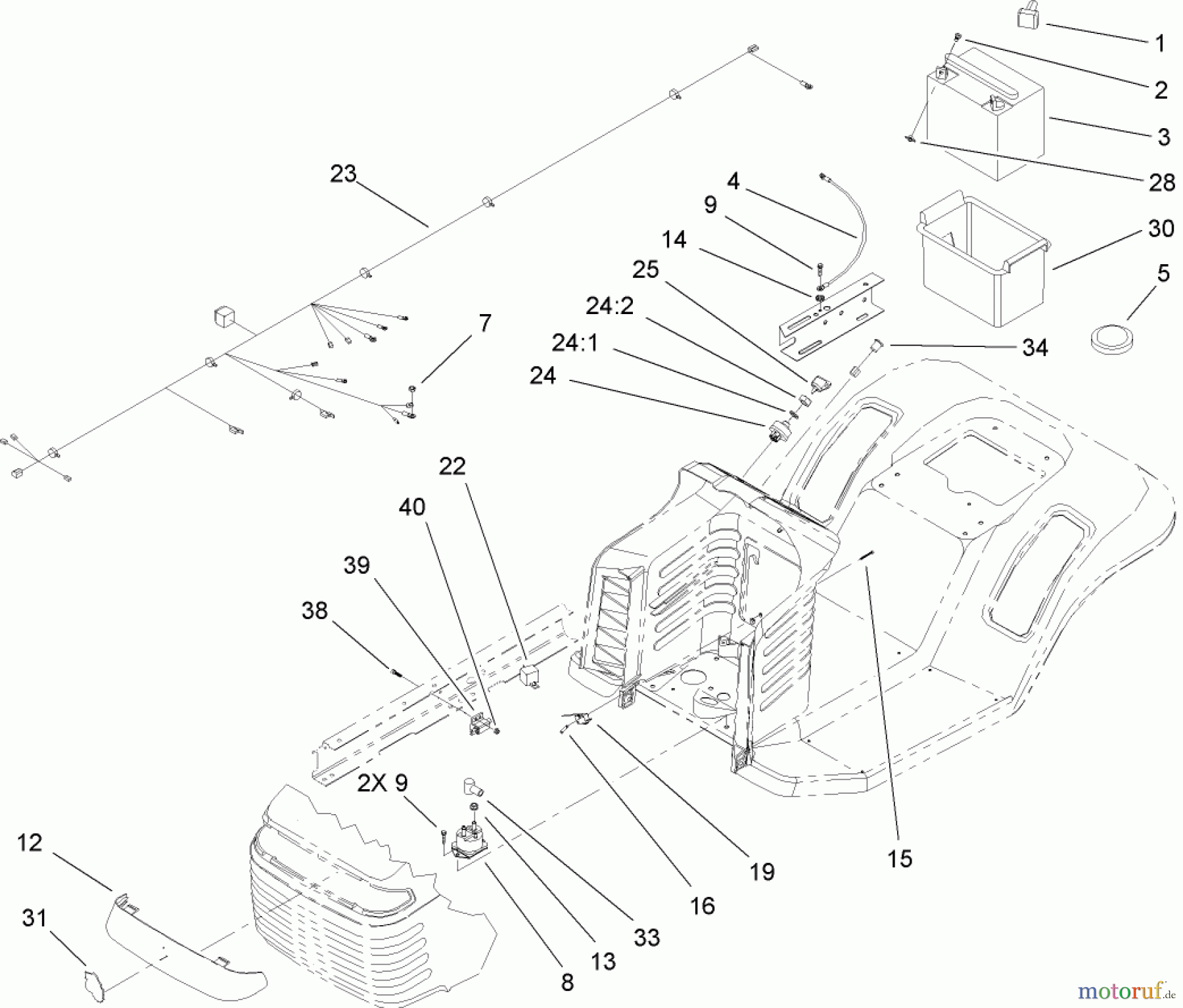 Toro Neu Mowers, Lawn & Garden Tractor Seite 1 71209 (XL 320) - Toro XL 320 Lawn Tractor, 2007 (270000001-270999999) ELECTRICAL ASSEMBLY