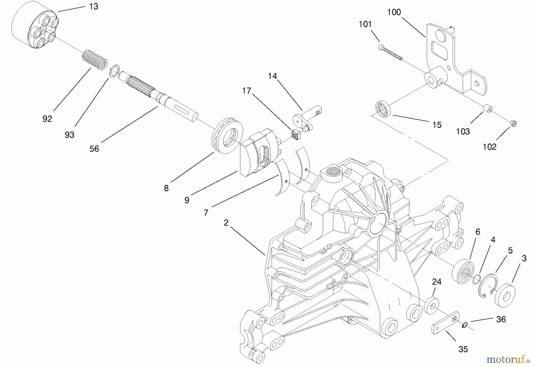  Toro Neu Mowers, Lawn & Garden Tractor Seite 1 71212 (17-44HXL) - Toro 17-44HXL Lawn Tractor, 2000 (200000001-200999999) HYDRO TRANSAXLE ASSEMBLY #2