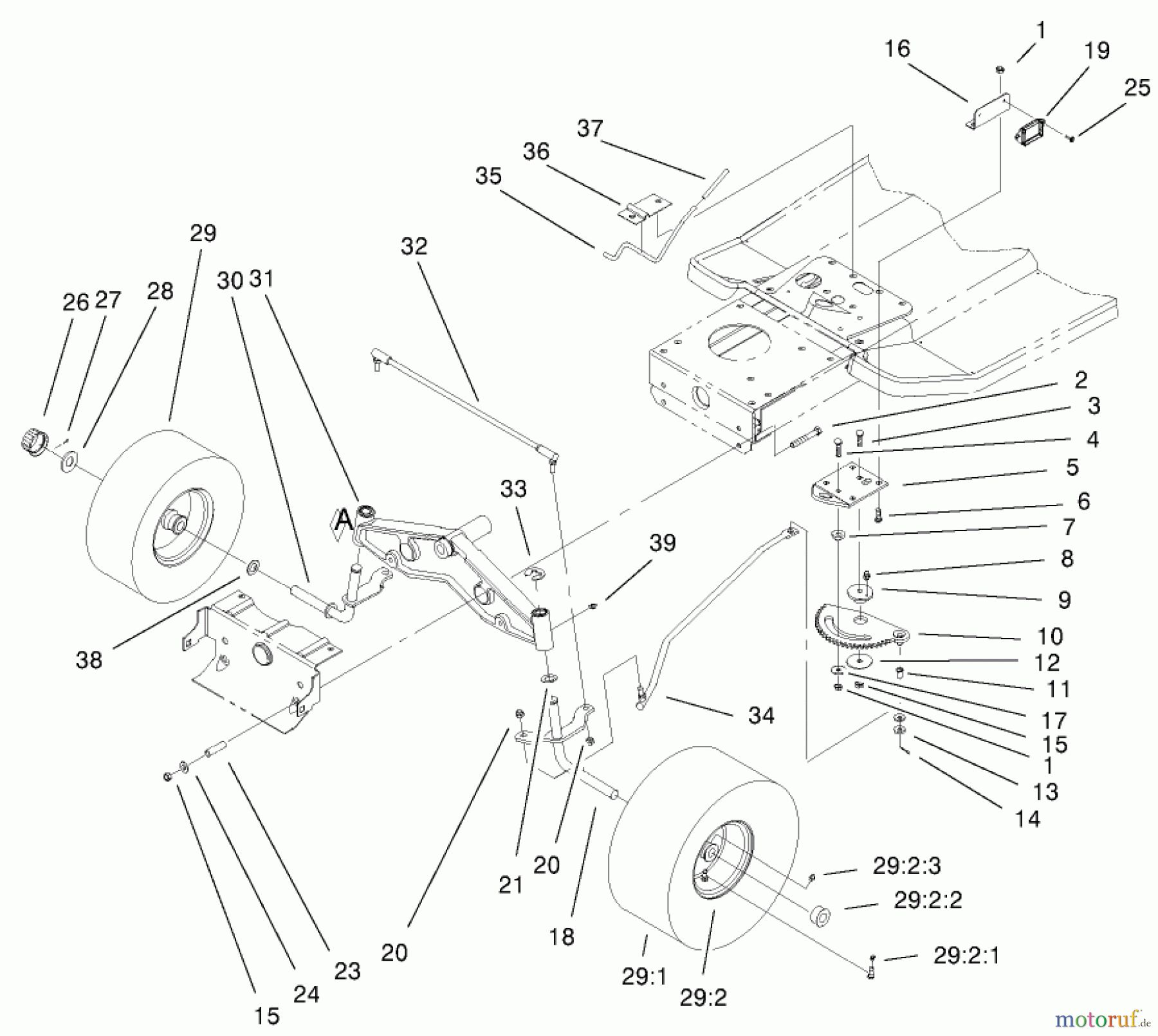 Toro Neu Mowers, Lawn & Garden Tractor Seite 1 71212 (17-44HXL) - Toro 17-44HXL Lawn Tractor, 2000 (200000001-200999999) STEERING COMPONENTS ASSEMBLY
