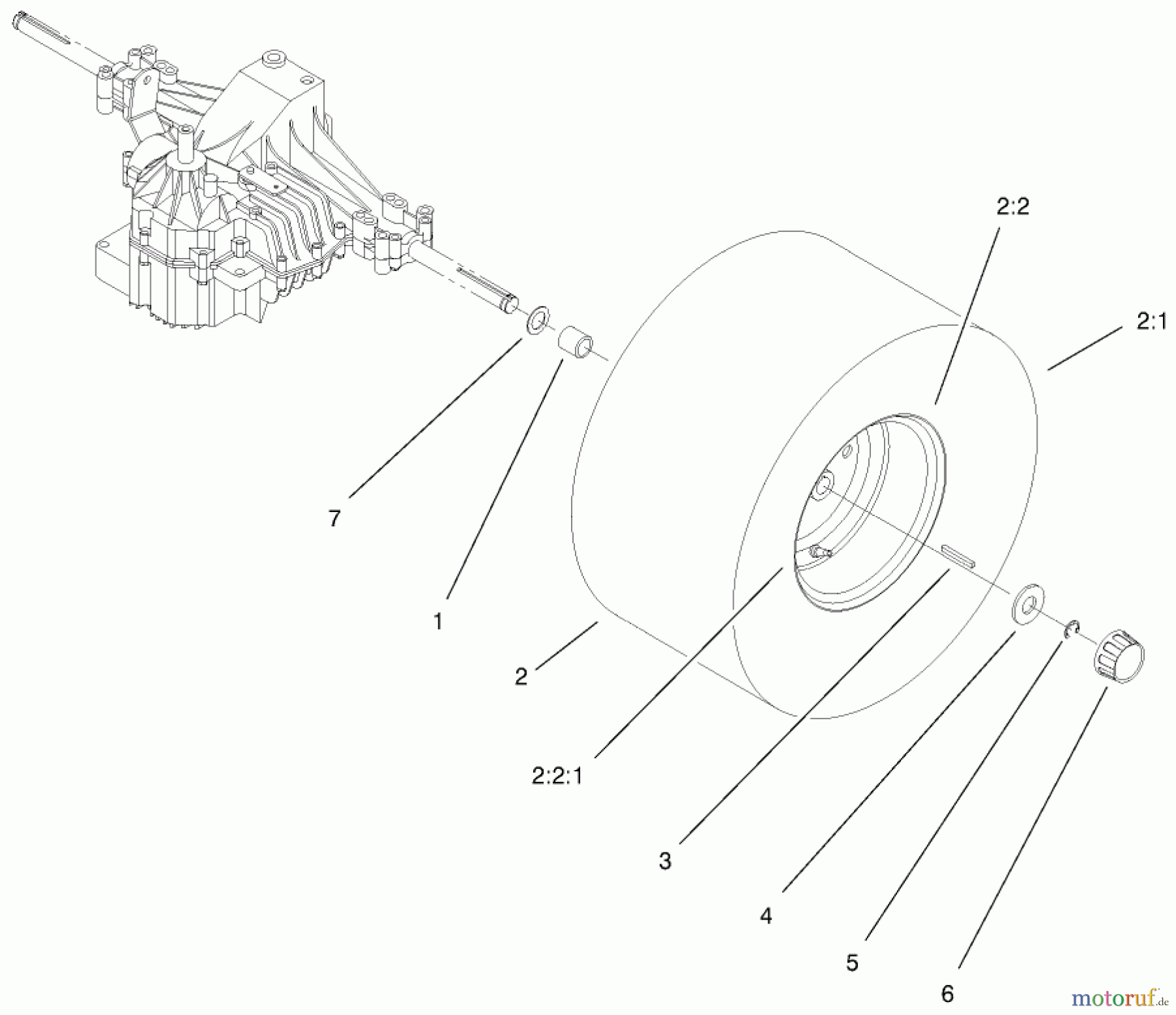 Toro Neu Mowers, Lawn & Garden Tractor Seite 1 71212 (17-44HXL) - Toro 17-44HXL Lawn Tractor, 2000 (200000001-200999999) WHEEL & TIRE ASSEMBLY