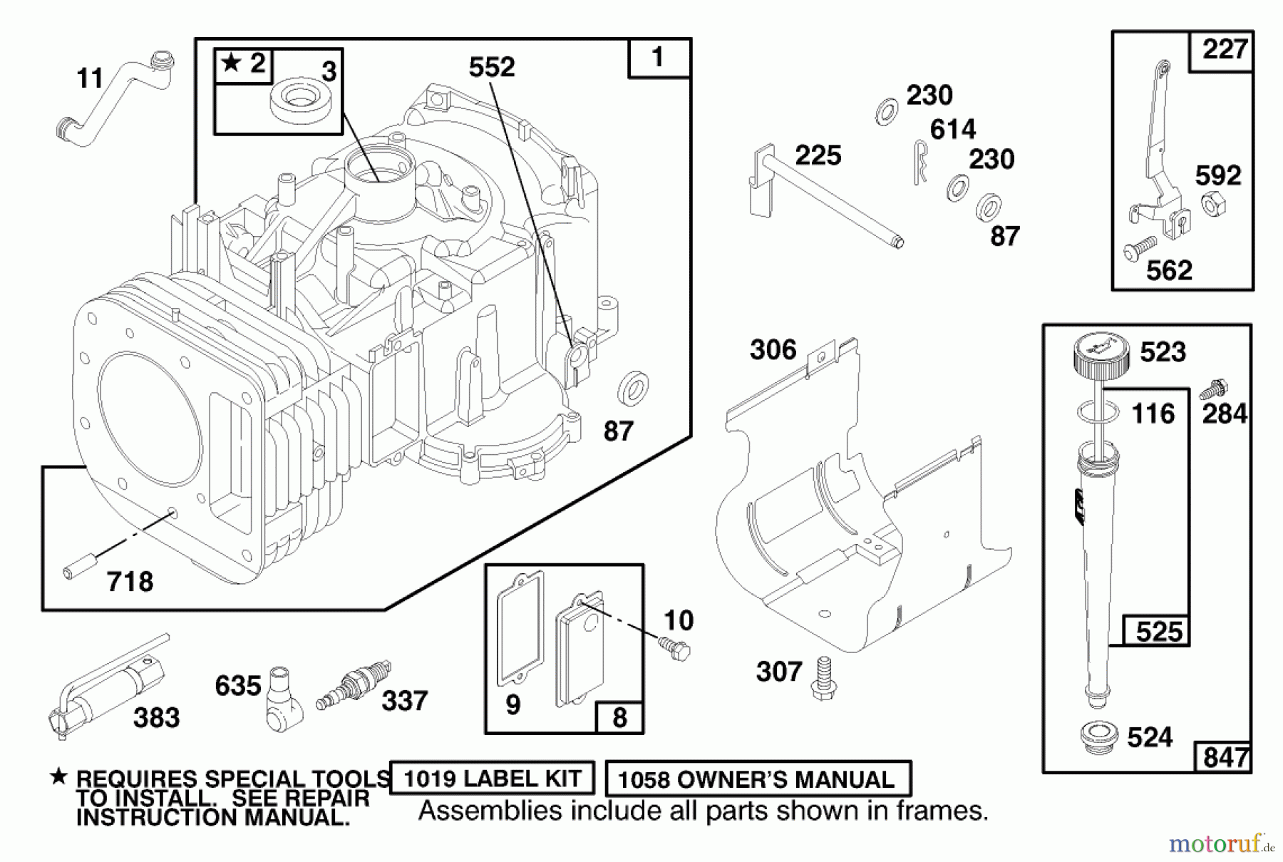 Toro Neu Mowers, Lawn & Garden Tractor Seite 1 71215 (14-38HXL) - Toro 14-38HXL Lawn Tractor, 1997 (7900001-7999999) ENGINE BRIGGS & STRATTON MODEL 28N707-0631-A1 #1