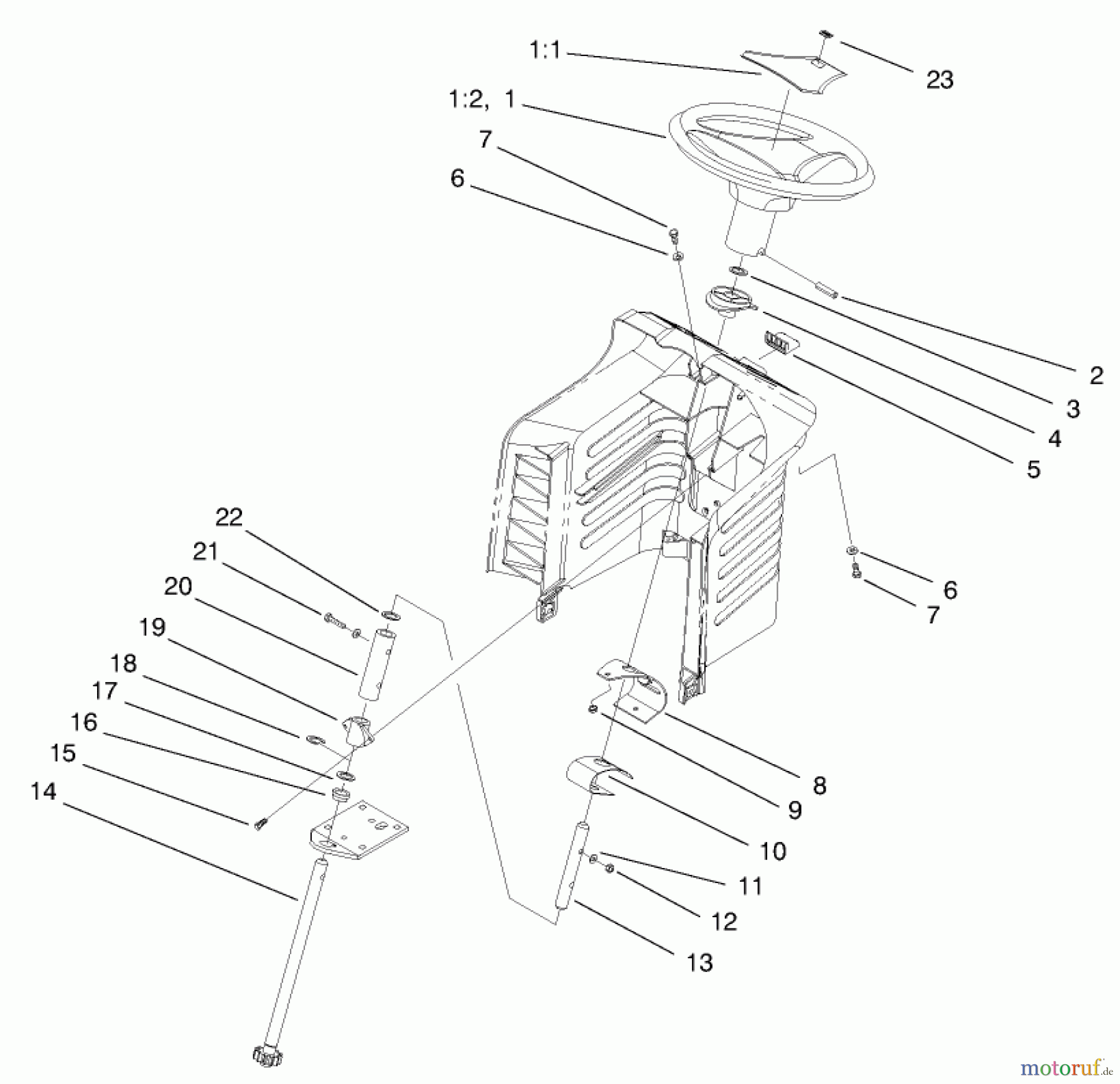  Toro Neu Mowers, Lawn & Garden Tractor Seite 1 71215 (14-38HXL) - Toro 14-38HXL Lawn Tractor, 1998 (8900001-8999999) STEERING ASSEMBLY