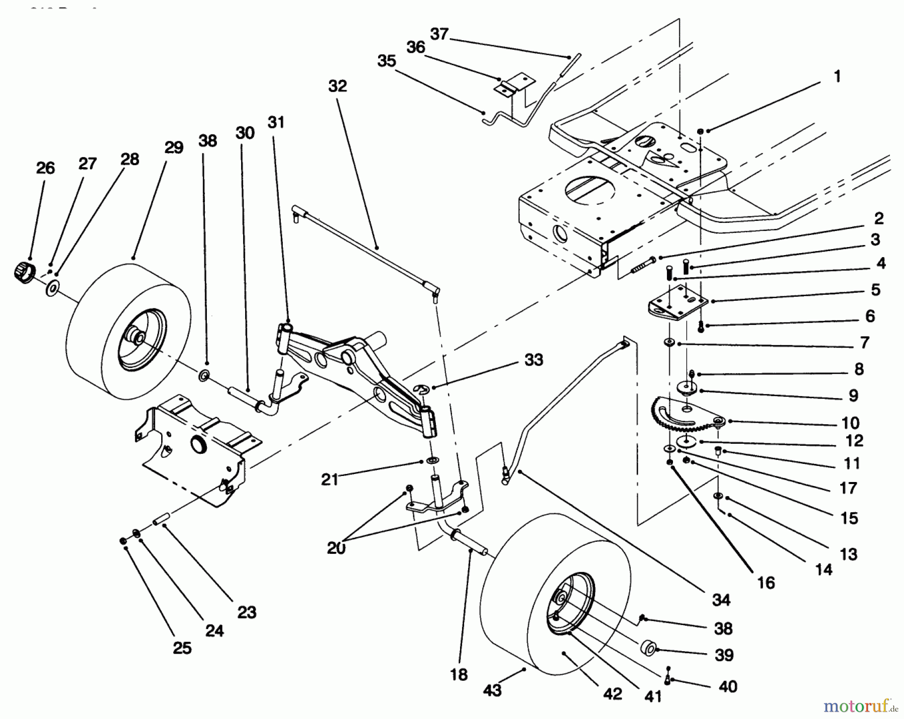 Toro Neu Mowers, Lawn & Garden Tractor Seite 1 71218 (16-44HXL) - Toro 16-44HXL Lawn Tractor, 1996 (6900001-6999999) FRONT AXLE ASSEMBLY