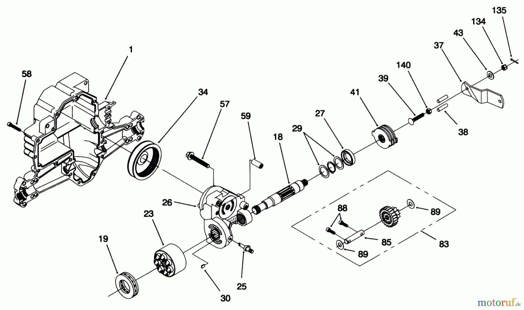  Toro Neu Mowers, Lawn & Garden Tractor Seite 1 71218 (16-44HXL) - Toro 16-44HXL Lawn Tractor, 1996 (6900001-6999999) HYDRO TRANSAXLE ASSEMBLY #3