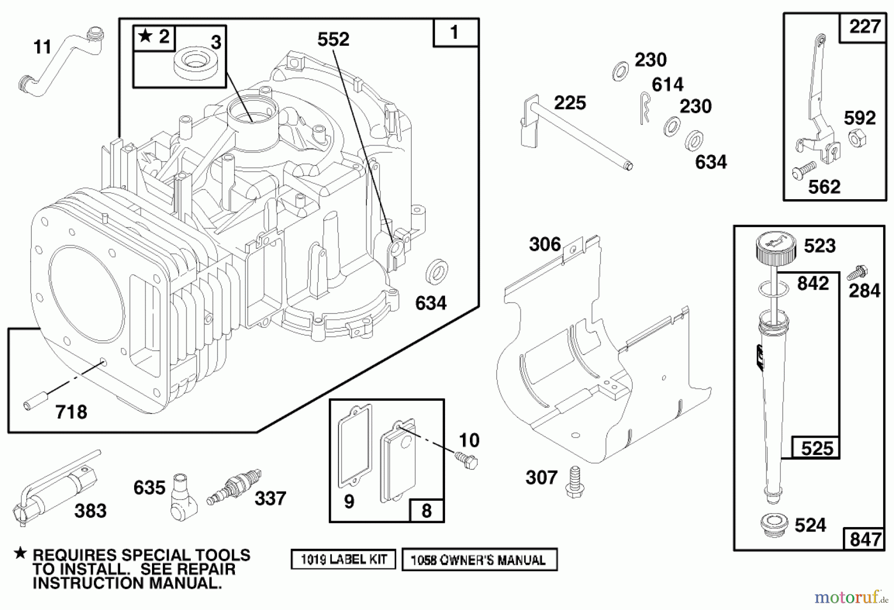 Toro Neu Mowers, Lawn & Garden Tractor Seite 1 71219 (14-38HXL) - Toro 14-38HXL Lawn Tractor, 1997 (7900001-7999999) ENGINE BRIGGS & STRATTON MODEL 28N777-0174-01 #1