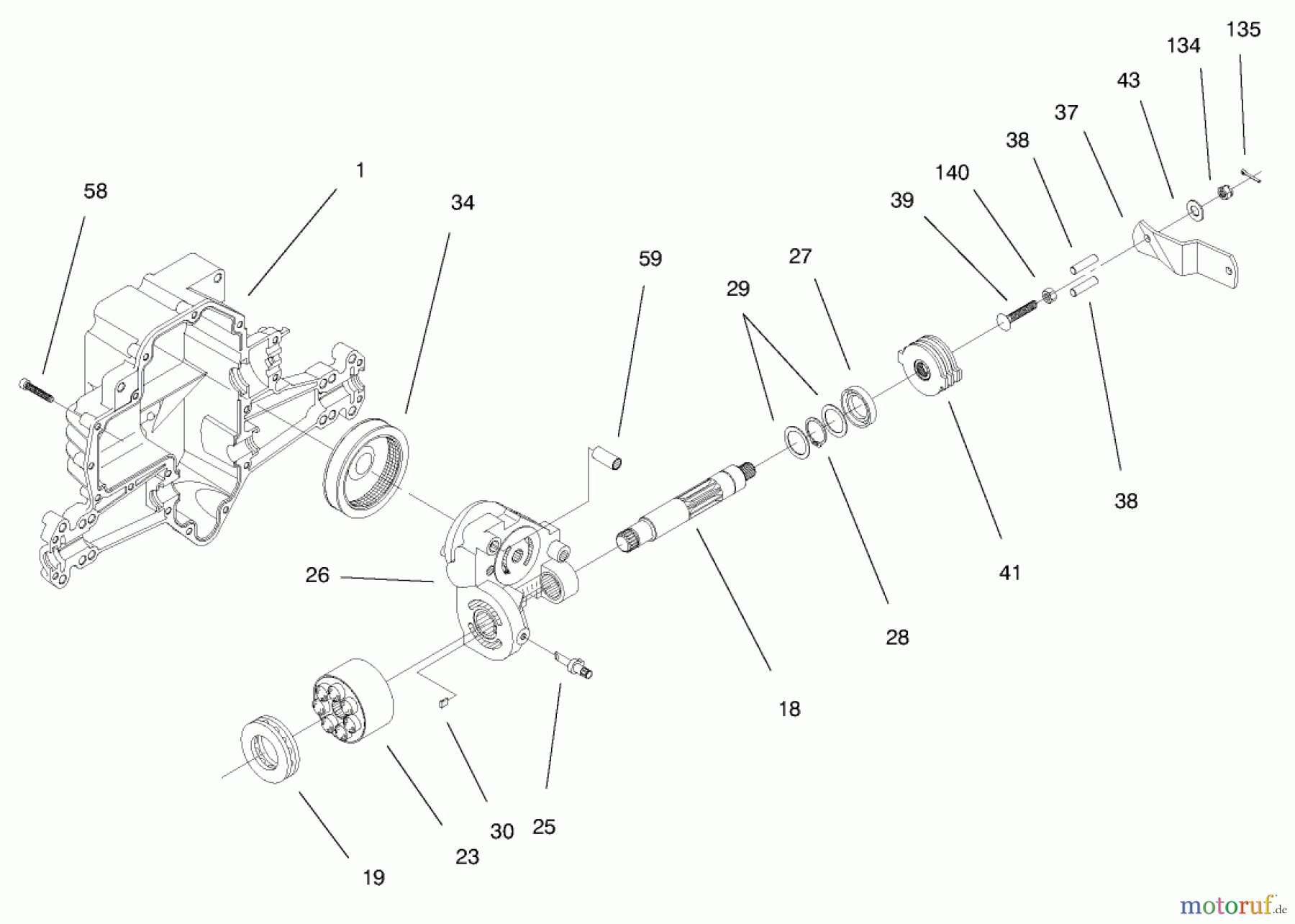 Toro Neu Mowers, Lawn & Garden Tractor Seite 1 71219 (14-38HXL) - Toro 14-38HXL Lawn Tractor, 1998 (8900001-8999999) HYDRO TRANSAXLE ASSEMBLY #3
