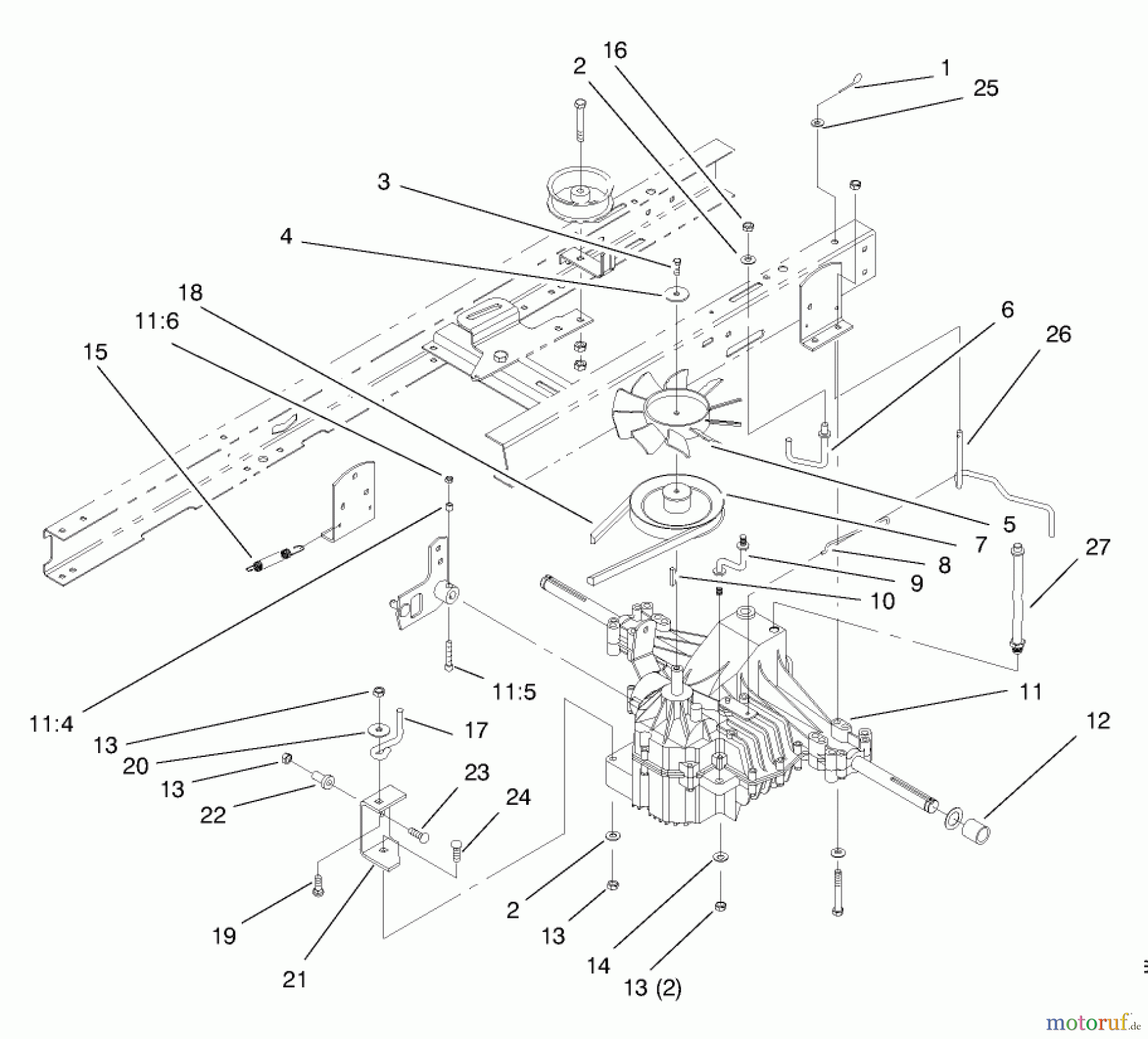 Toro Neu Mowers, Lawn & Garden Tractor Seite 1 71219 (14-38HXL) - Toro 14-38HXL Lawn Tractor, 1998 (8900001-8999999) TRANSAXLE ASSEMBLY