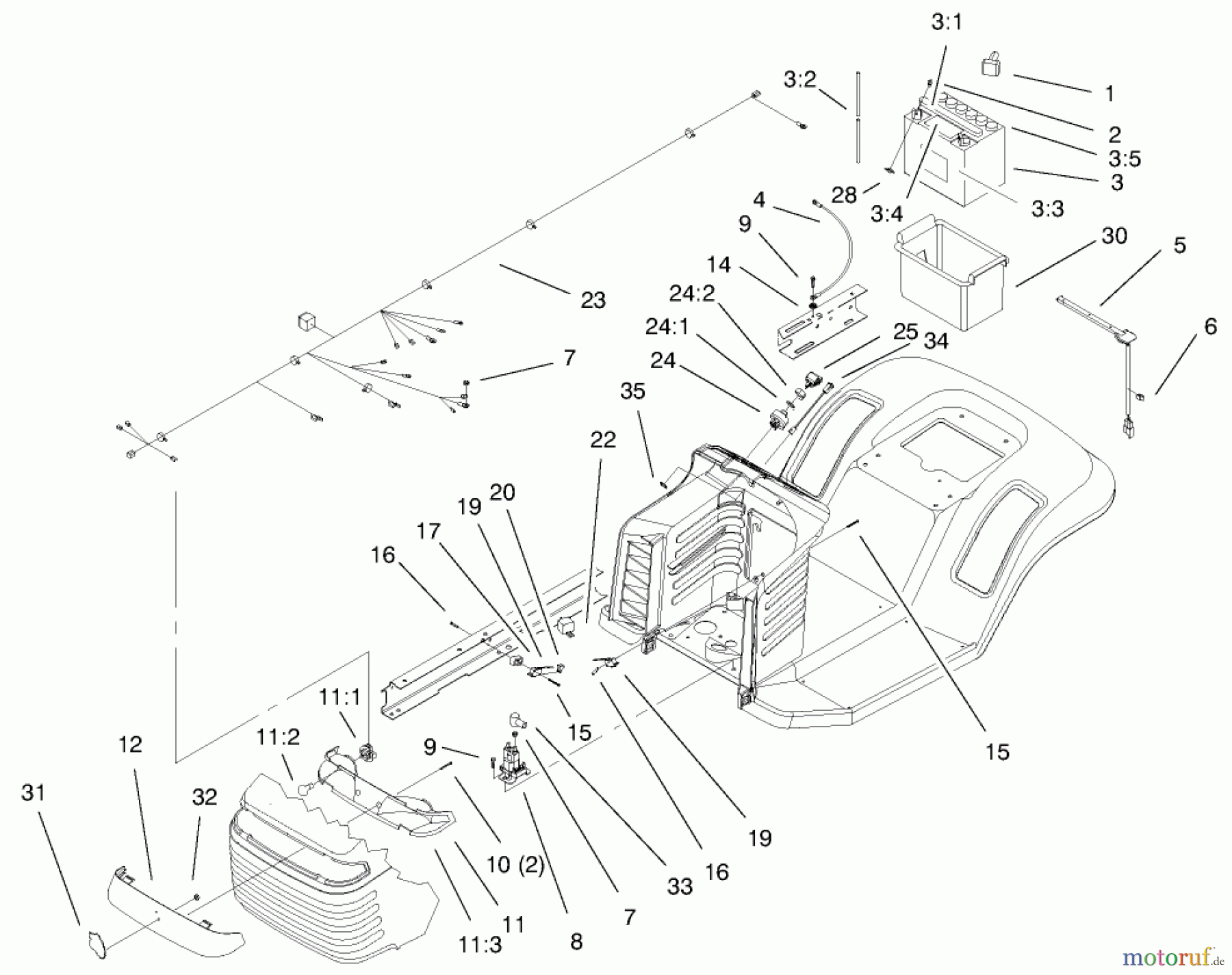 Toro Neu Mowers, Lawn & Garden Tractor Seite 1 71221 (15-38HXL) - Toro 15-38HXL Lawn Tractor, 1999 (9900001-9999999) ELECTRICAL ASSEMBLY