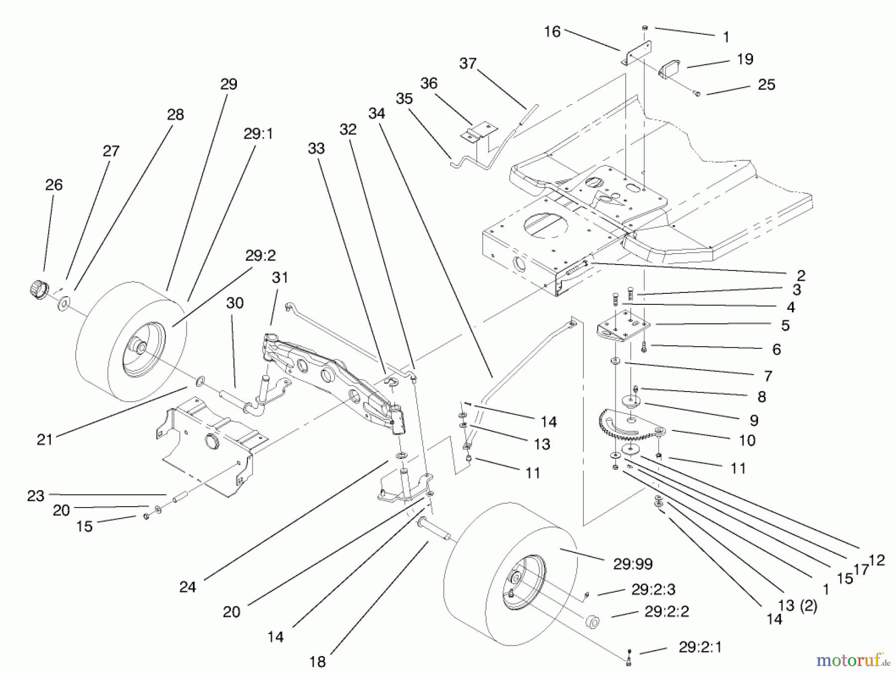Toro Neu Mowers, Lawn & Garden Tractor Seite 1 71221 (15-38HXL) - Toro 15-38HXL Lawn Tractor, 1999 (9900001-9999999) STEERING ASSEMBLY
