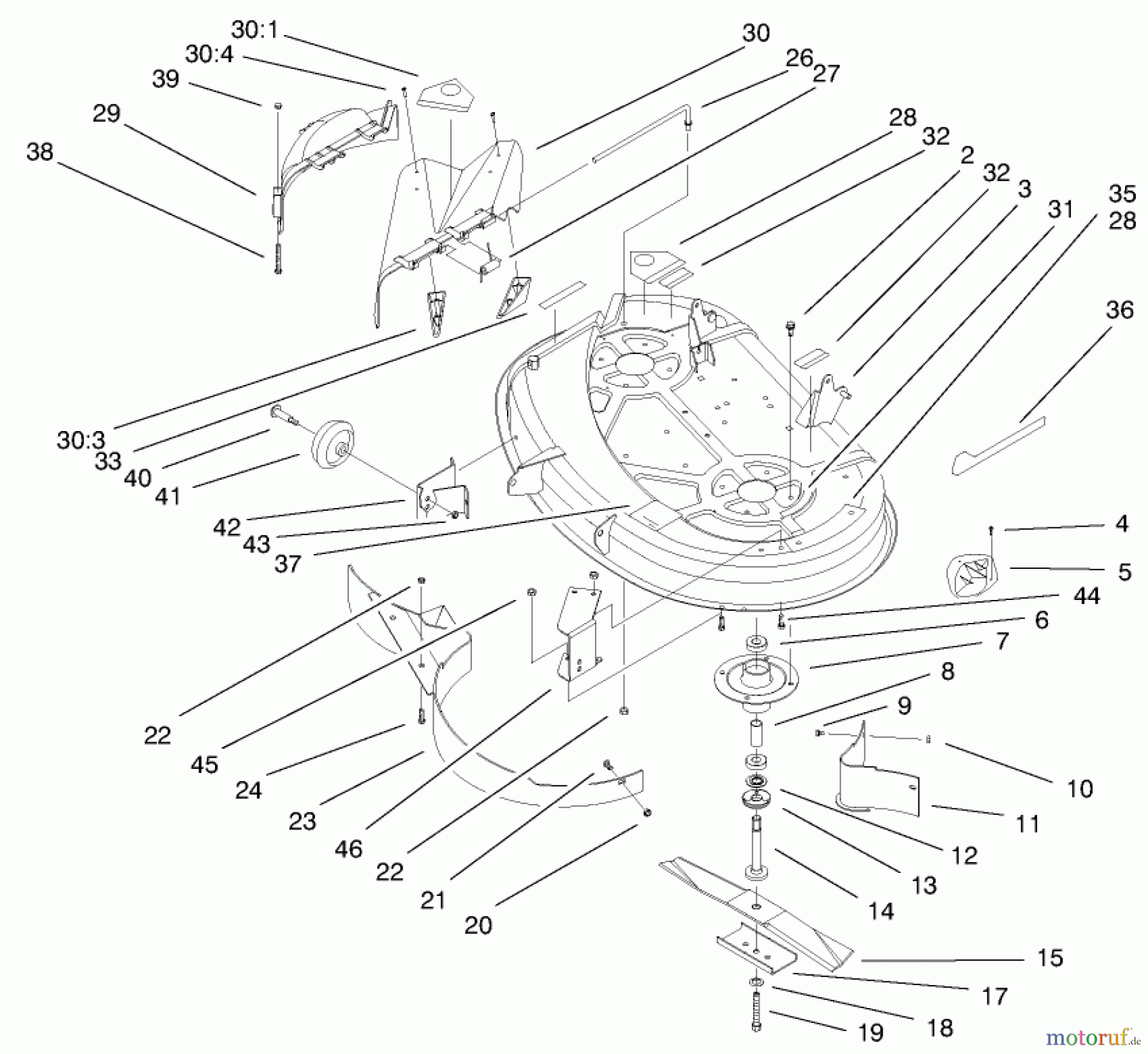 Toro Neu Mowers, Lawn & Garden Tractor Seite 1 71223 (16-38XL) - Toro 16-38XL Lawn Tractor, 2000 (200000001-200999999) HEIGHT OF CUT COMPONENTS ASSEMBLY #1