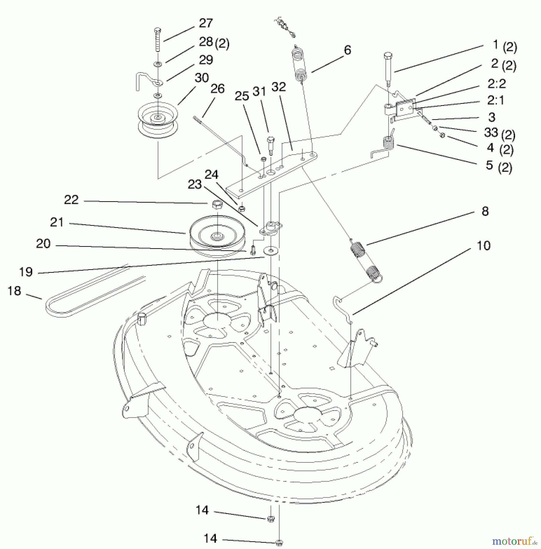 Toro Neu Mowers, Lawn & Garden Tractor Seite 1 71223 (16-38XL) - Toro 16-38XL Lawn Tractor, 2000 (200000001-200999999) HEIGHT OF CUT COMPONENTS ASSEMBLY #2