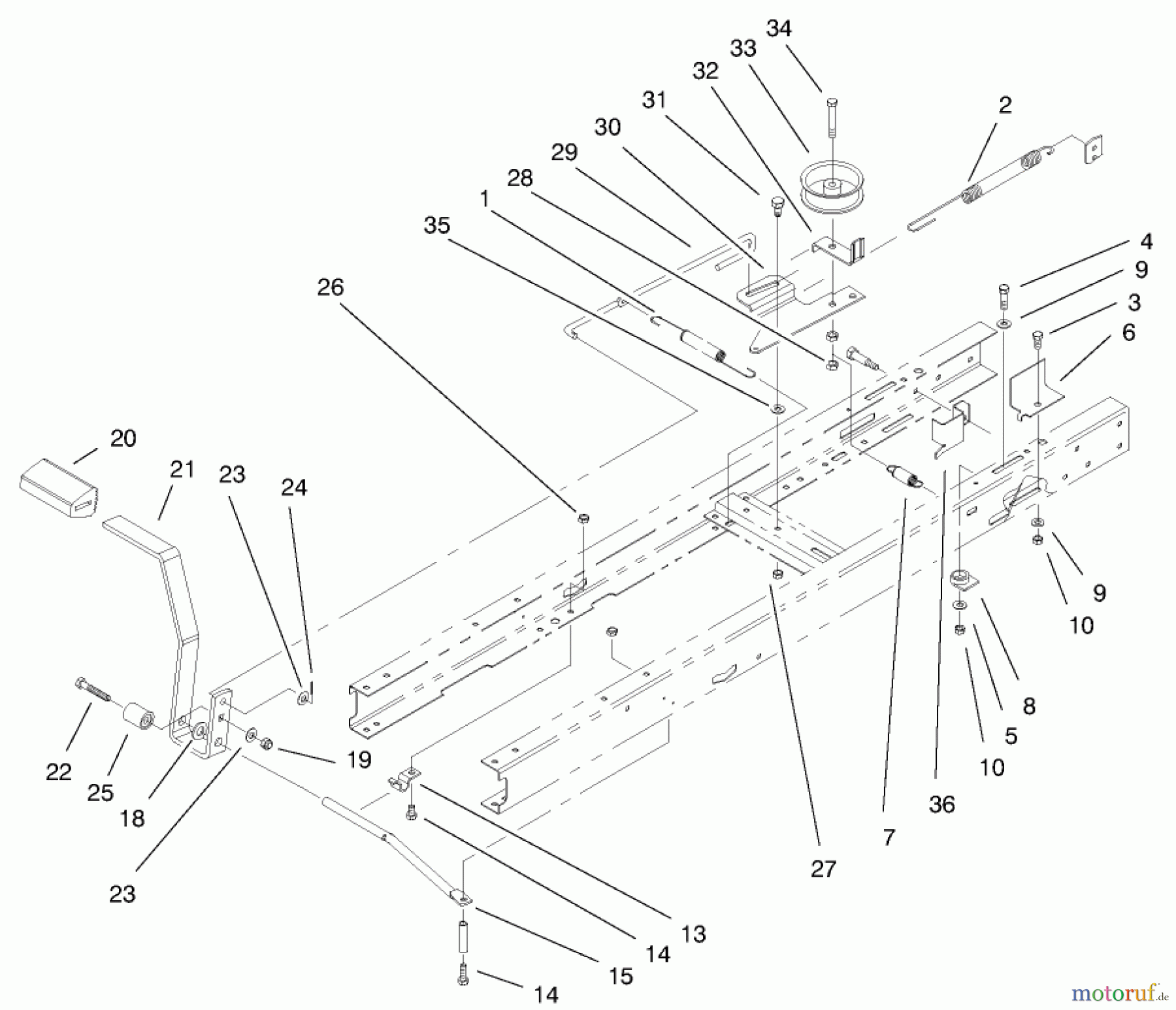 Toro Neu Mowers, Lawn & Garden Tractor Seite 1 71223 (16-38XL) - Toro 16-38XL Lawn Tractor, 2000 (200000001-200999999) TRACTION CLUTCHING COMPONENTS ASSEMBLY