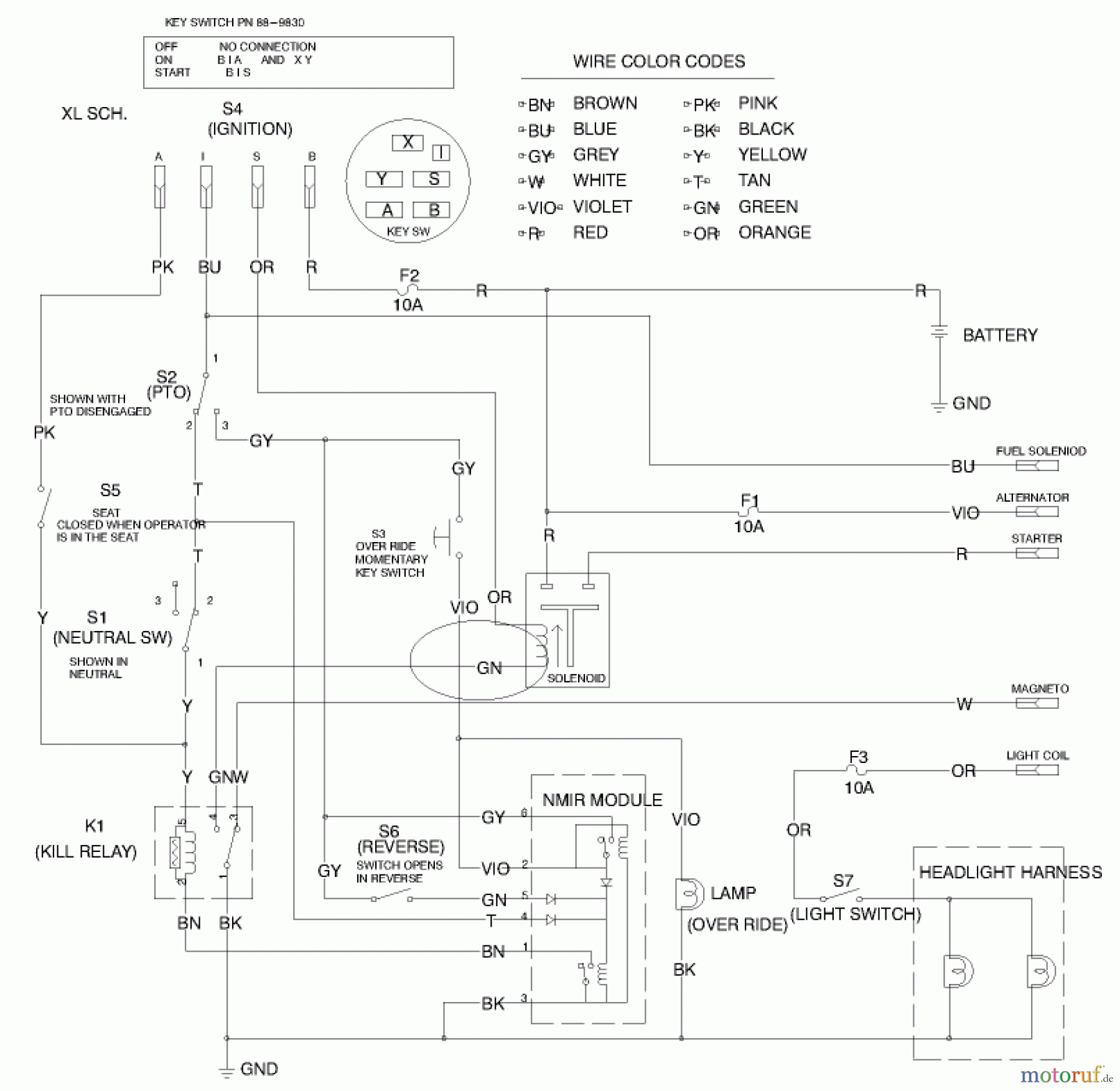 Toro Neu Mowers, Lawn & Garden Tractor Seite 1 71223 (16-38XL) - Toro 16-38XL Lawn Tractor, 2000 (200000001-200999999) WIRE SCHEMATIC