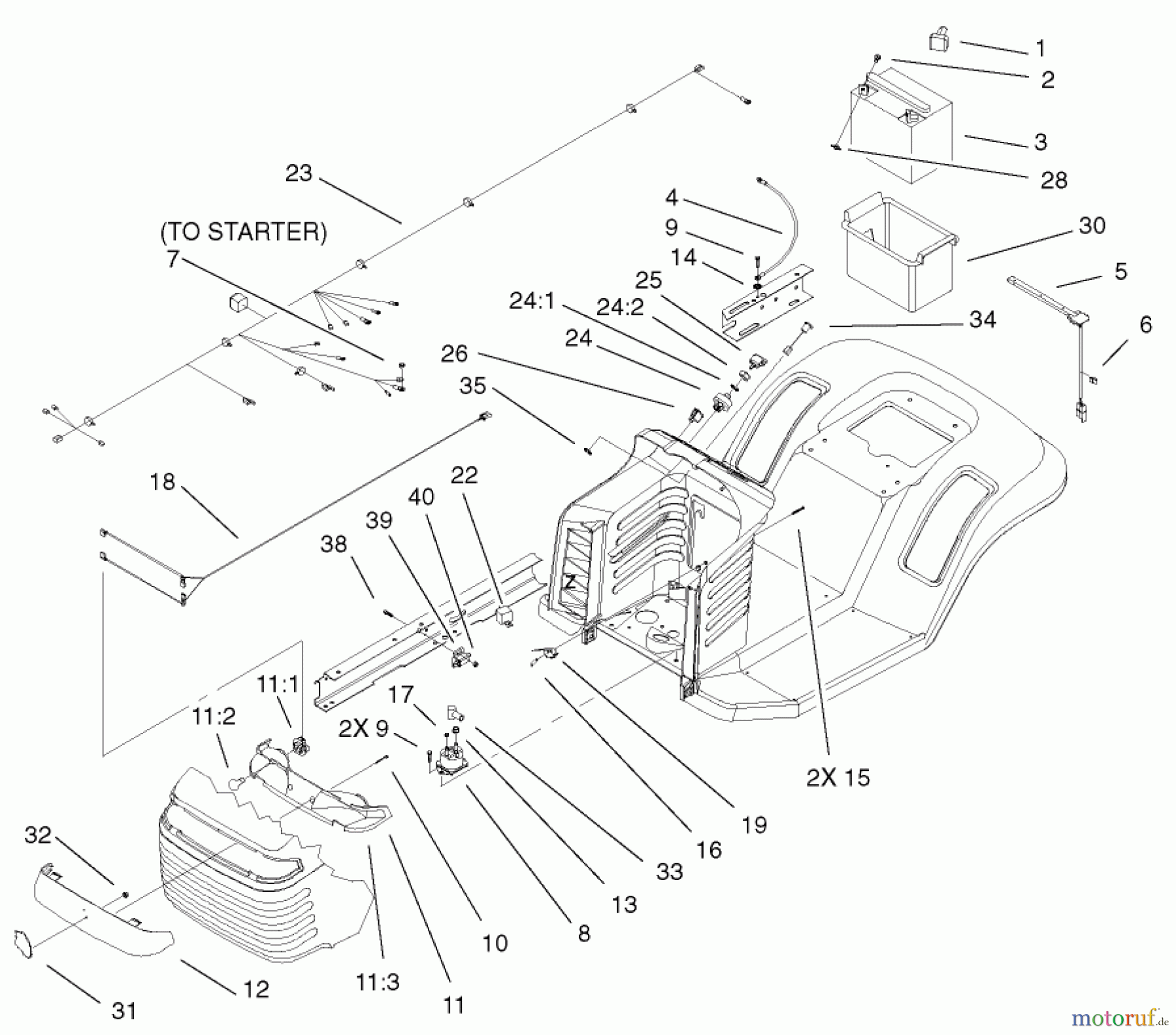 Toro Neu Mowers, Lawn & Garden Tractor Seite 1 71223 (16-38XL) - Toro 16-38XL Lawn Tractor, 2001 (210000001-210999999) ELECTRICAL ASSEMBLY