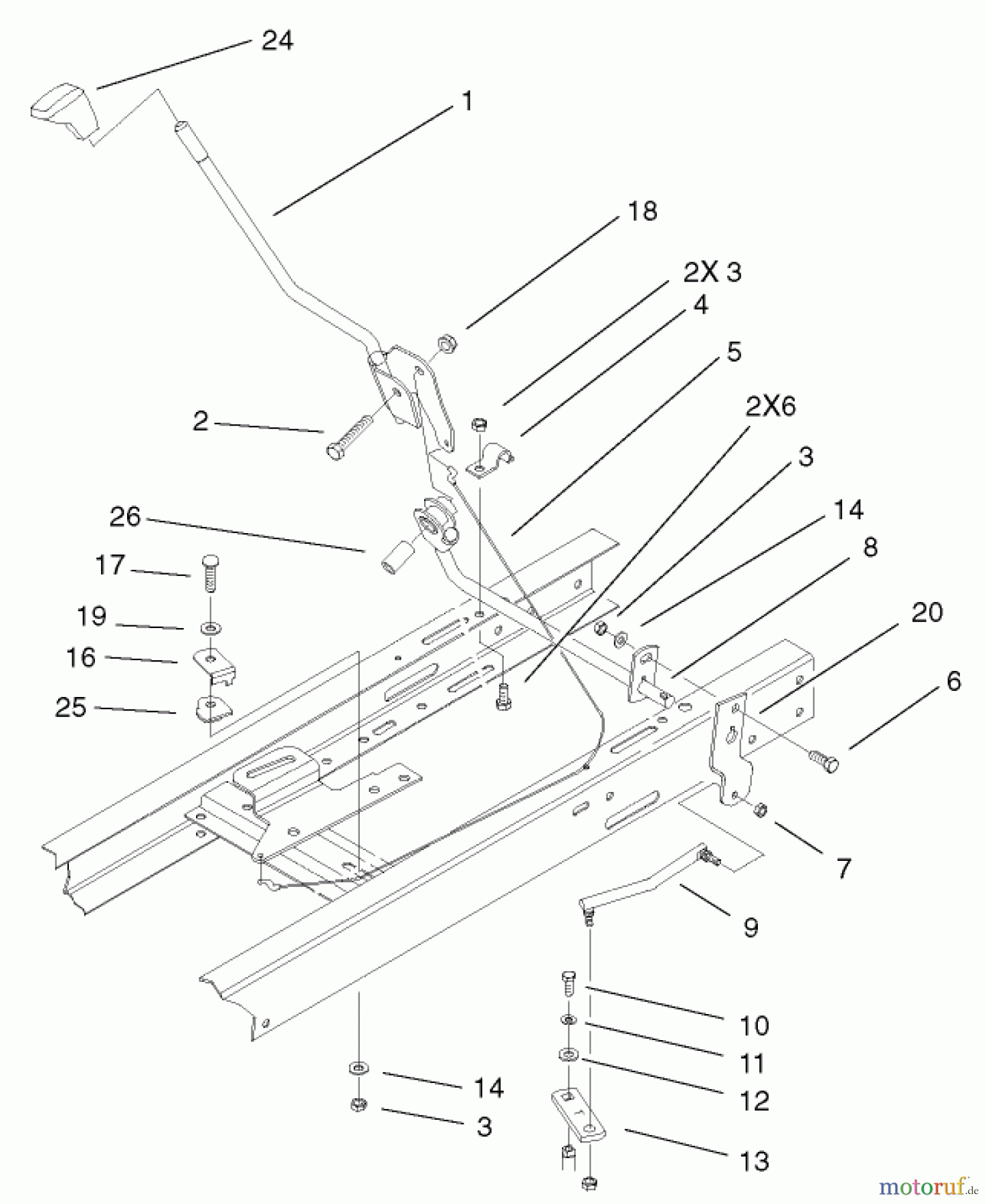 Toro Neu Mowers, Lawn & Garden Tractor Seite 1 71223 (16-38XL) - Toro 16-38XL Lawn Tractor, 2001 (210000001-210999999) SHIFTING ASSEMBLY