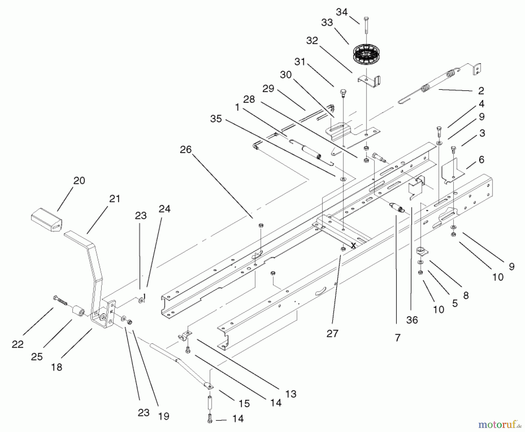 Toro Neu Mowers, Lawn & Garden Tractor Seite 1 71223 (16-38XL) - Toro 16-38XL Lawn Tractor, 2001 (210000001-210999999) TRACTION CLUTCHING ASSEMBLY