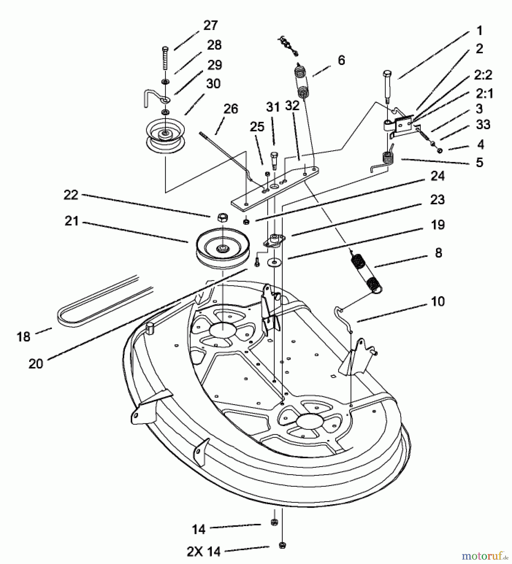  Toro Neu Mowers, Lawn & Garden Tractor Seite 1 71226 (16-38XLE) - Toro 16-38XLE Lawn Tractor, 2002 (220010001-220999999) 38IN DECK BLADE DRIVE AND BRAKE ASSEMBLY